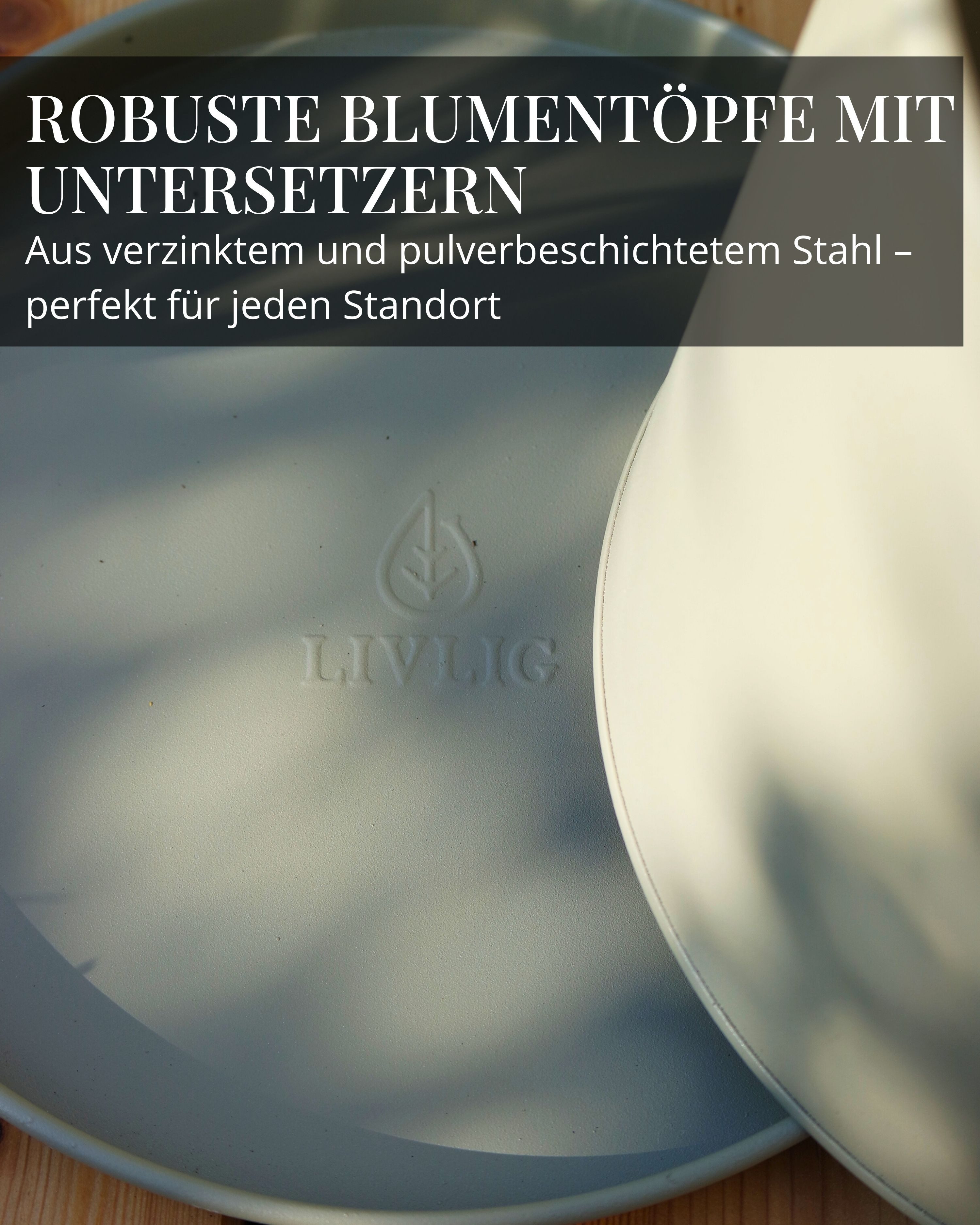 LIVLIG Pflanzkübel Blumentopf mit Untersetzer groß draußen, Übertopf für Pflanzen (3er-Set), Ø 25 cm, 30 cm & 40 cm