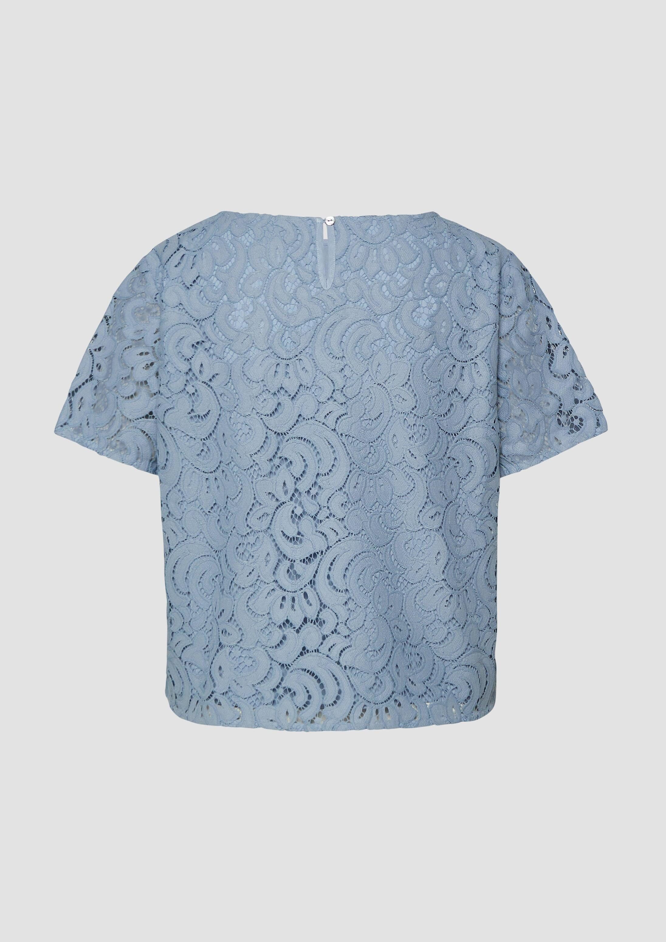 s.Oliver Kurzarmbluse Bluse Spitzen-Shirt mit Viskosefutter