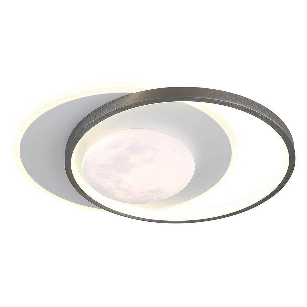GLOBO LIGHTING LED Deckenleuchte, LED-Leuchtmittel fest verbaut, Neutralweiß, Deckenlampe Deckenleuchte Schlafzimmerlampe rund Mond Design grau
