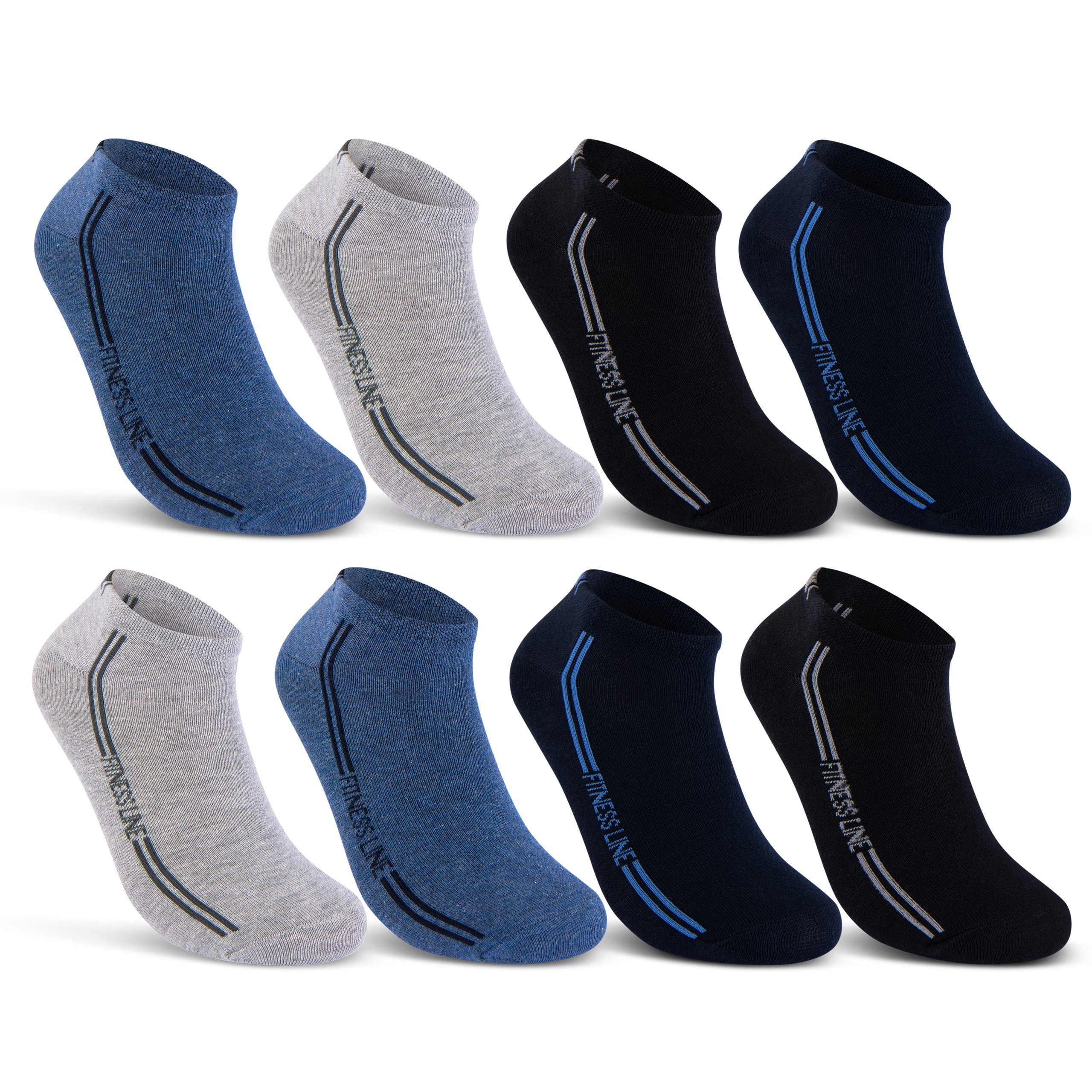 sockenkauf24 Sneakersocken 8 I 12 I 20 Paar SPORT Sneaker Socken Herren Baumwolle (8-Paar, 43-46) Atmungsaktiv - 16777 WP