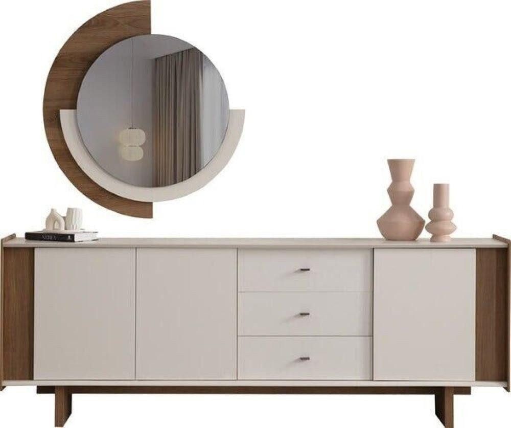 Sideboard Moderne Küchenanrichte Designer Spiegel Luxus Holzschrank Holz Möbel