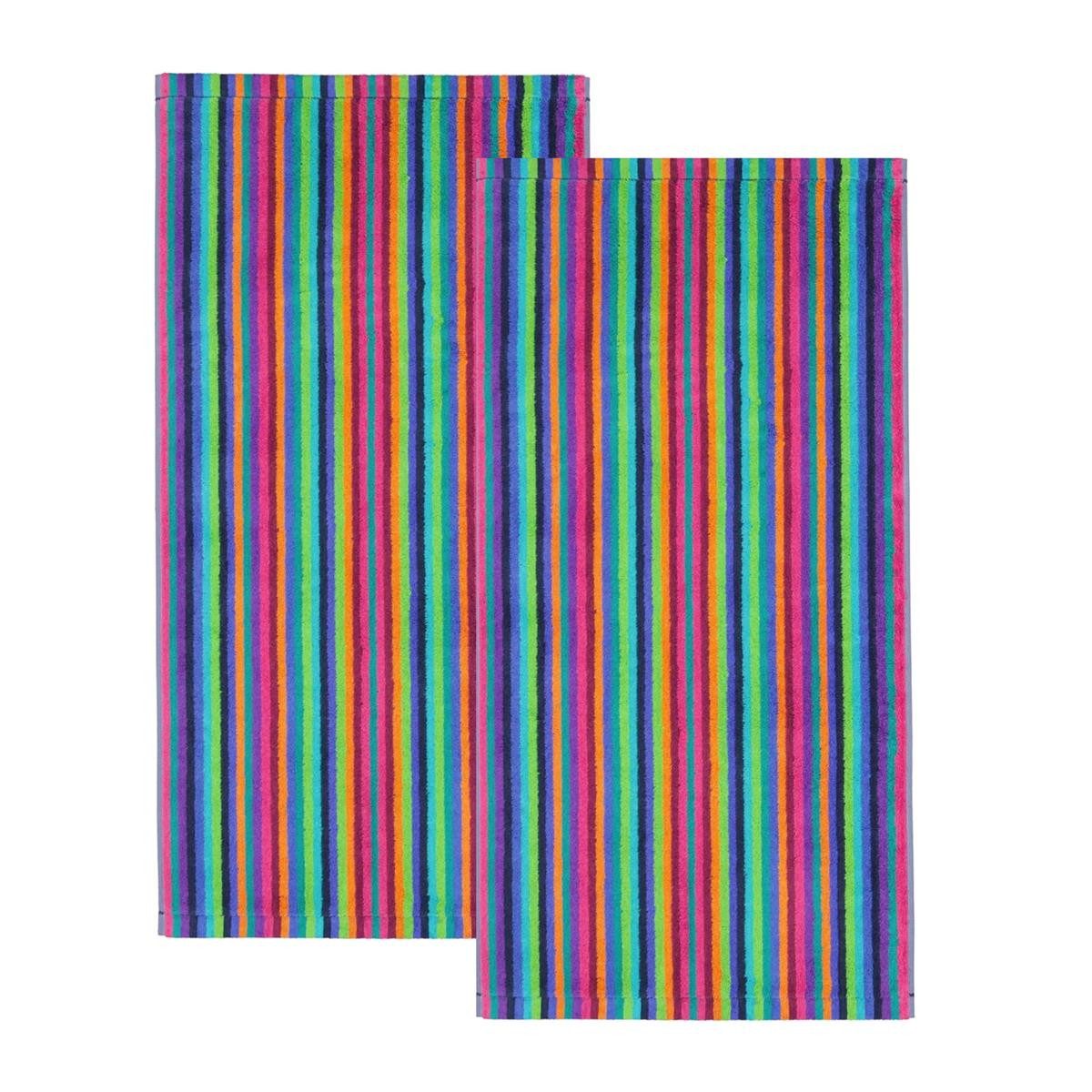 Cawö Handtuch 2 Stück Cawö Life Style Handtücher 7048-84 Streifen multicolor 50x100, Walkfrottier (2-St), 100% Baumwolle