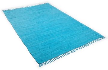 Teppich Happy Cotton, THEKO, rechteckig, Höhe: 5 mm, Handweb Teppich, Flachgewebe, reine Baumwolle, handgewebt, mit Fransen