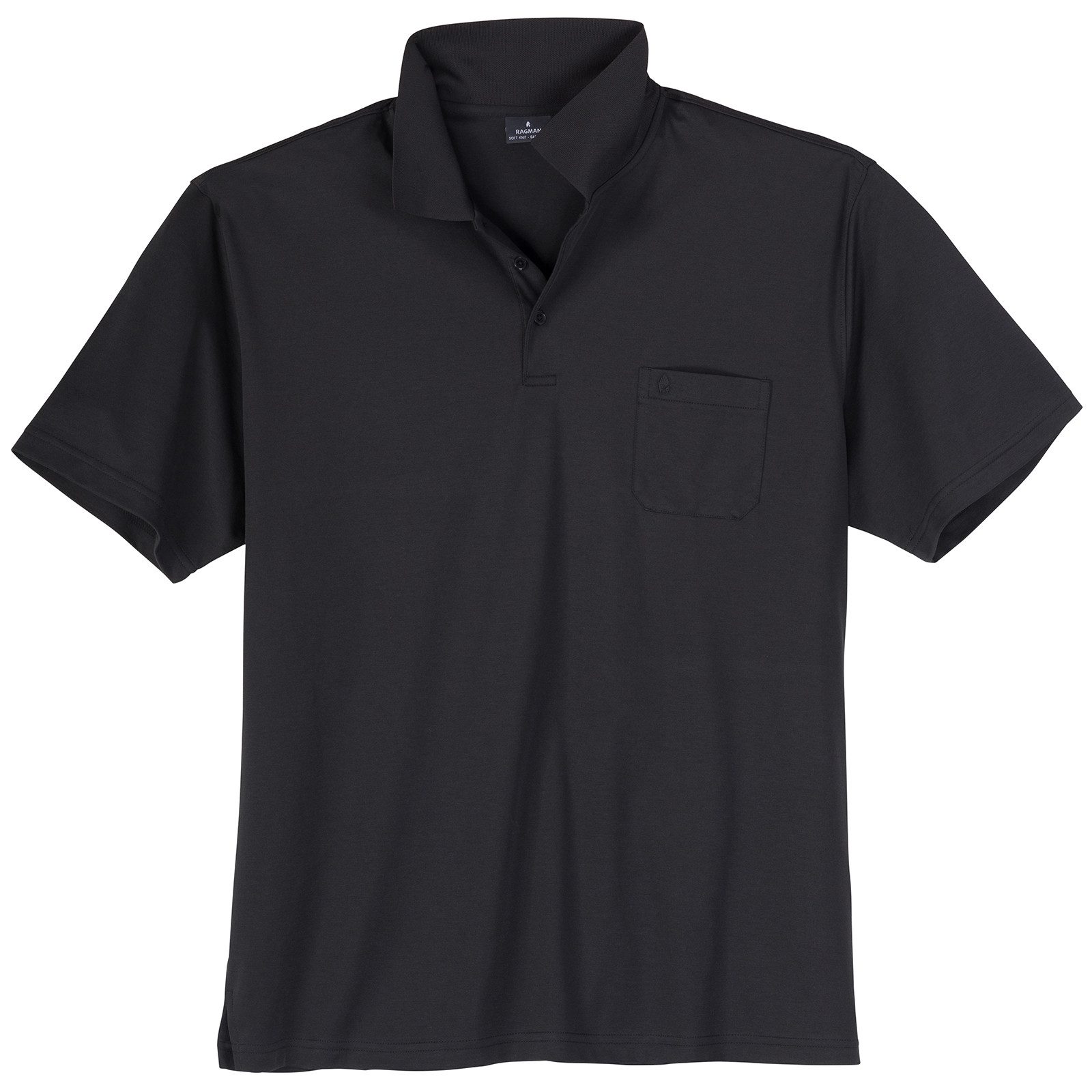 RAGMAN Poloshirt Ragman Übergrößen Softknit Poloshirt schwarz