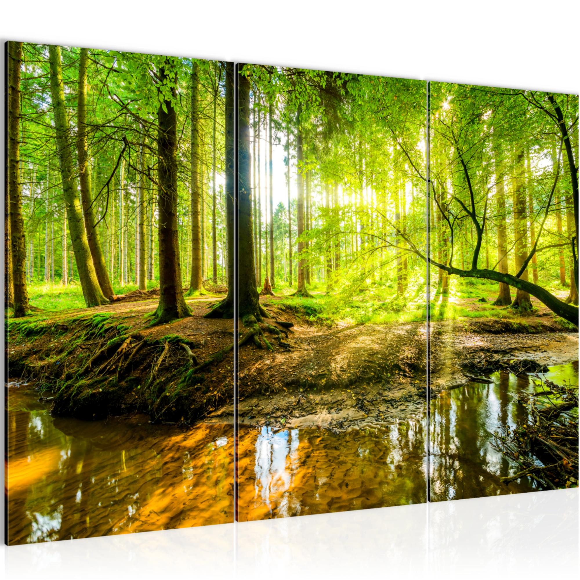 Runa Art Wandbild Wald See Natur Landschaft Deko Bilder XXL Wohnzimmer Schlafzimmer, Wald