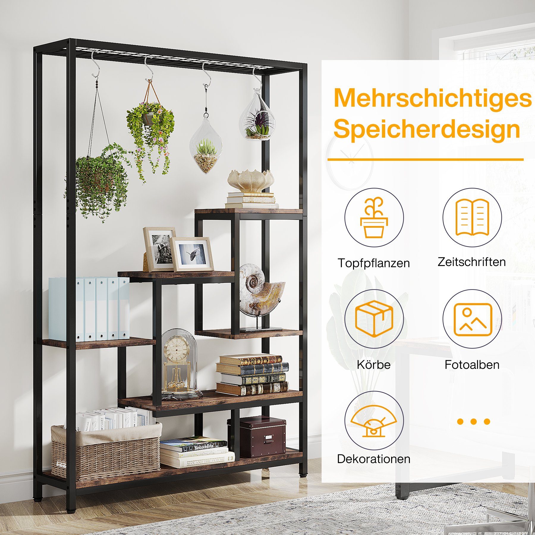 Tribesigns Blumenständer 5 Ebenen Pflanzenregal mit 10 S-Haken – Bild 5 von 5