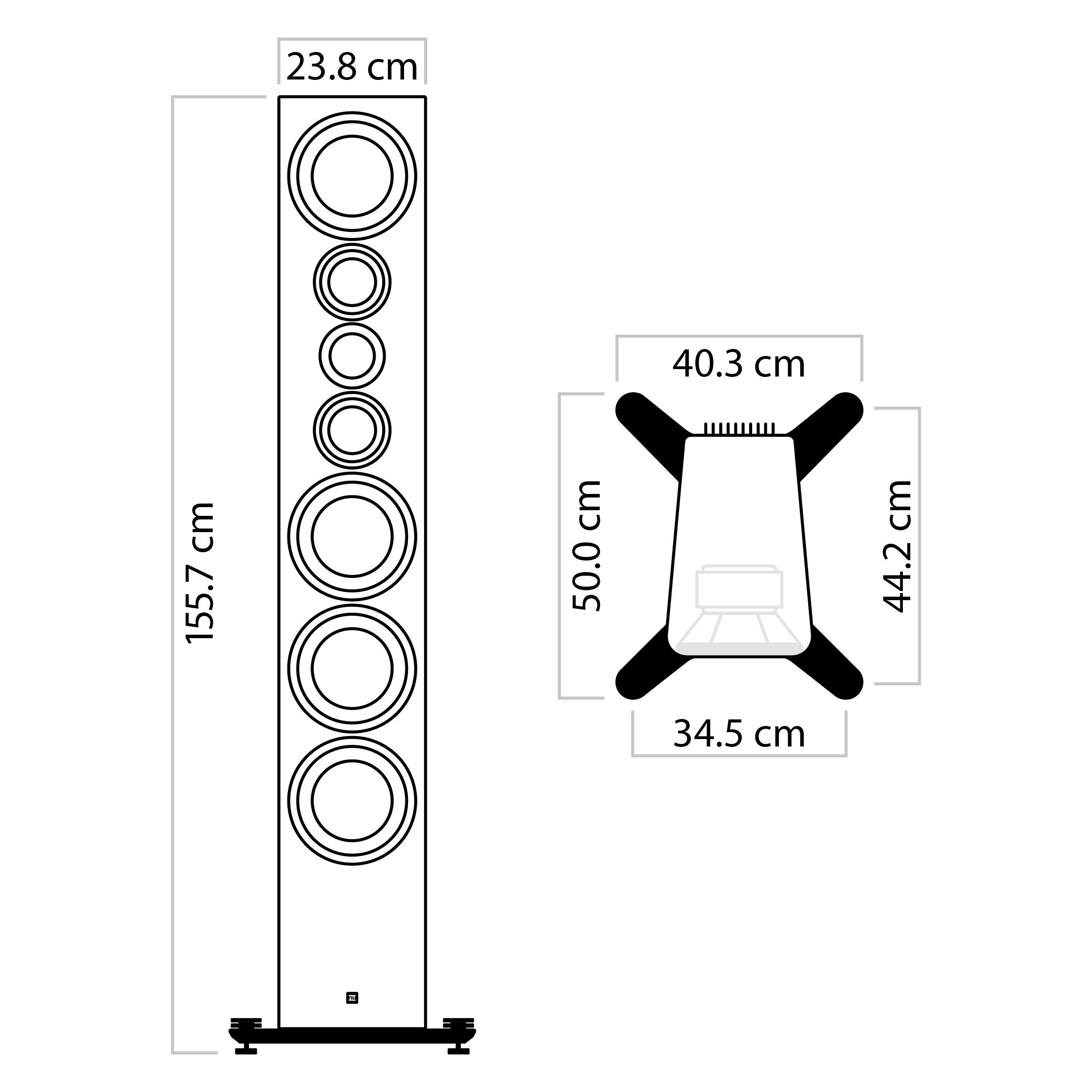 Schwarz X-Remote, Pianolack X-Room nuZeo Stand-Lautsprecher Calibration) Nubert Nubert (1.200 W, 15