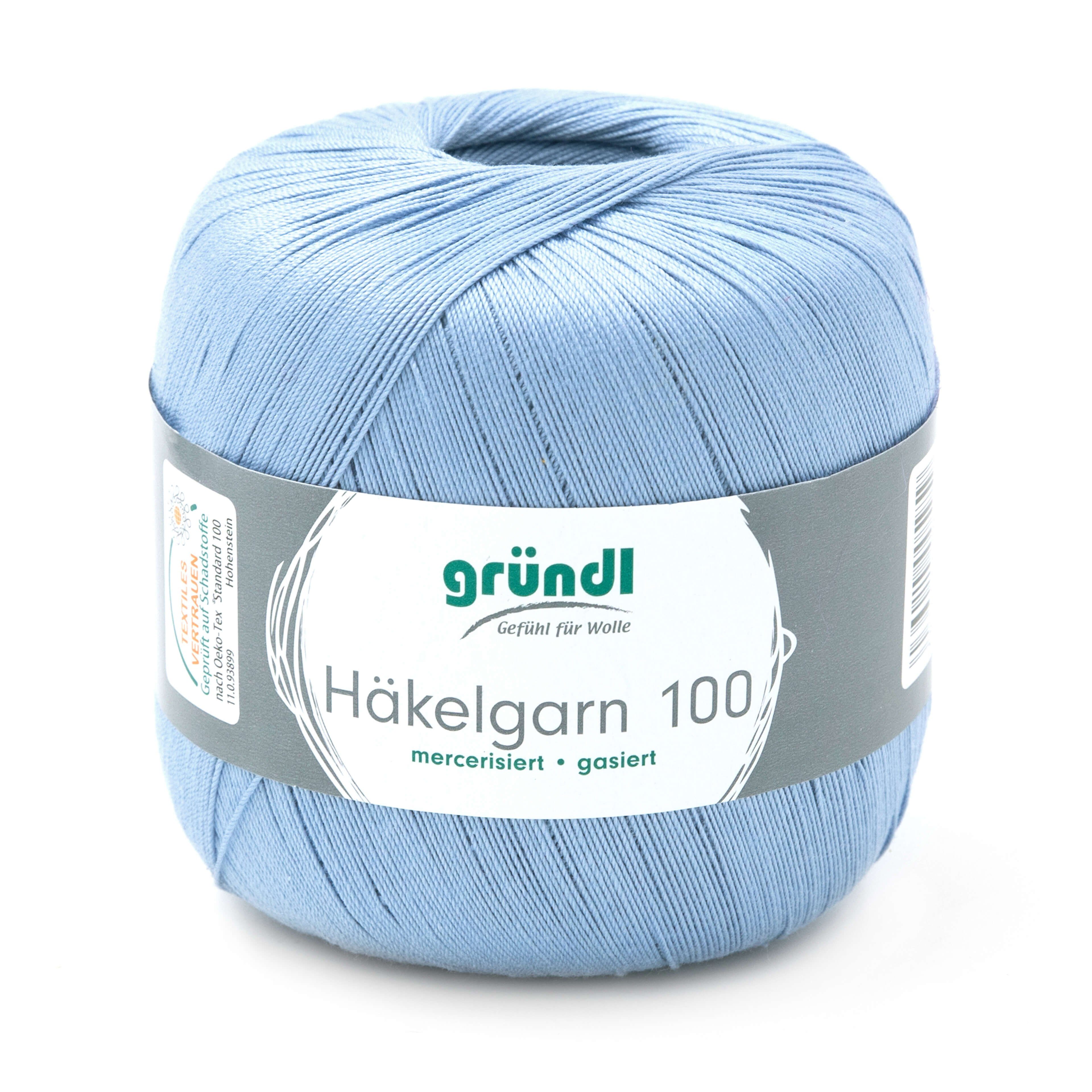 Gründl Häkelgarn 100, Baumwolle dünn zum Häkeln Handarbeiten DIY, 100g Häkelwolle, 566,00 m (Baumwollgarn, Filethäkelgarn), 60° waschbar