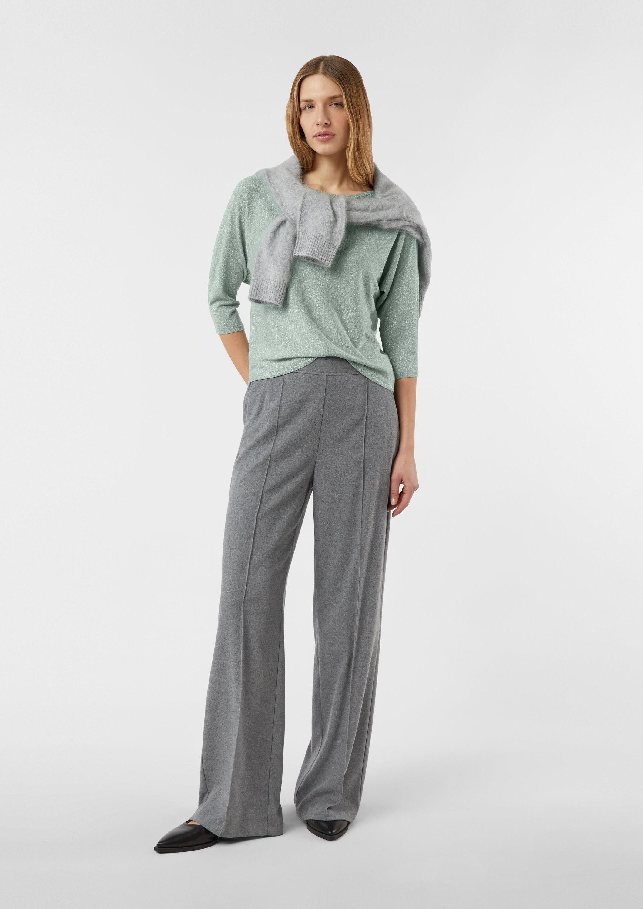 comma 3/4 Arm-Pullover Strickpullover Feinstrick-Pullover mit Glitzergarn und Fledermausärmeln