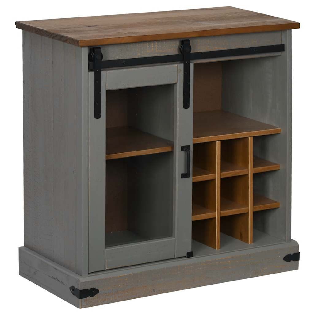vidaXL Sideboard Sideboard HALDEN mit Schiebetür Grau 80x40x80 cm Massivholz (1 St)