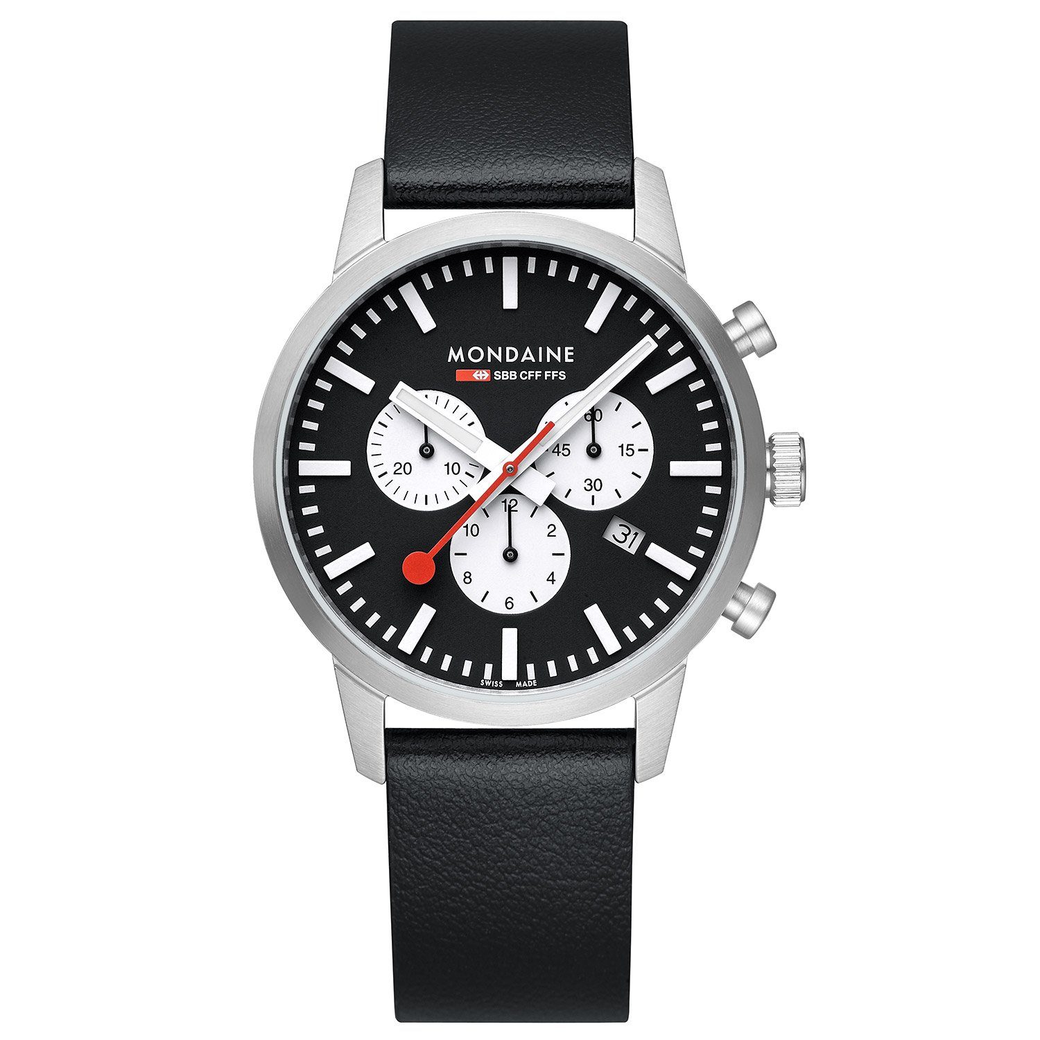 MONDAINE Quarzuhr Chronograph Schwarz 41 mm