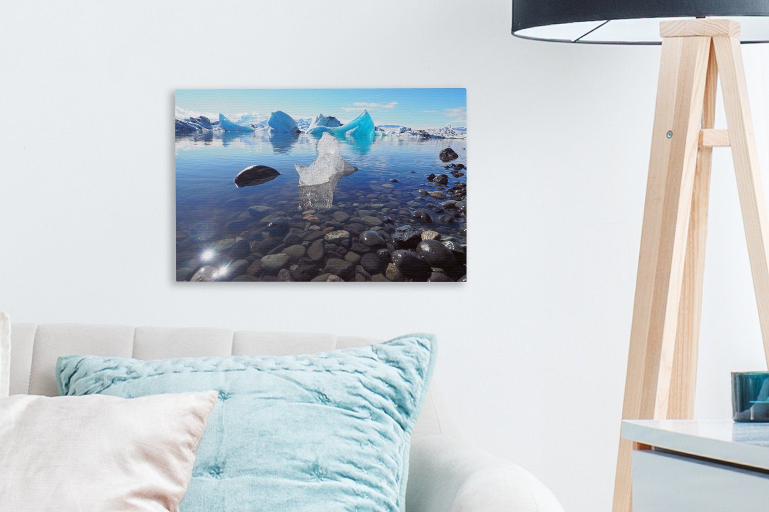 Leinwandbild Eisberge 30x20 Wanddeko, OneMillionCanvasses® (1 Vatnajökull-Nationalpark St), Aufhängefertig, Leinwandbilder, Wandbild cm im Island, in