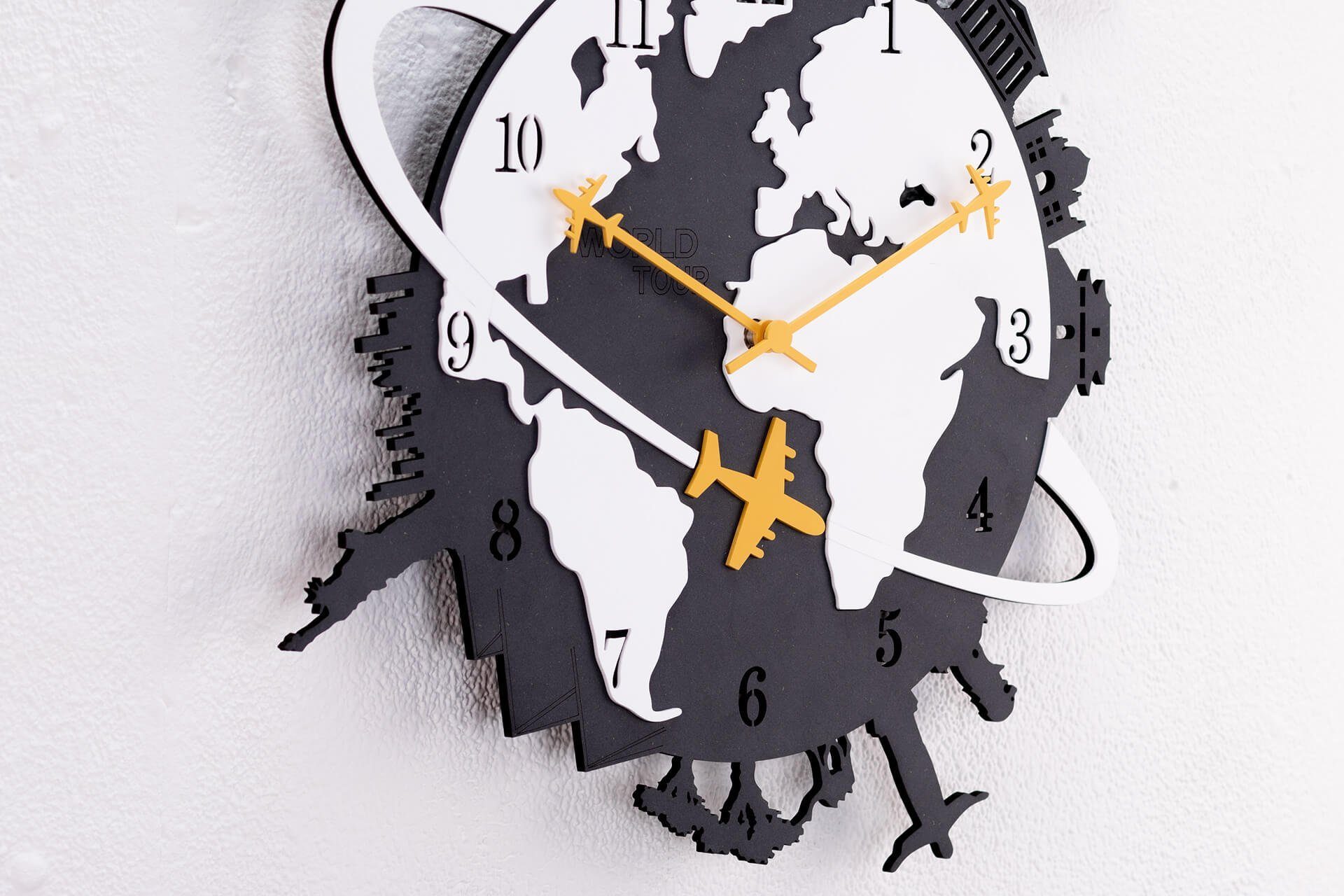 ONZENO Wanduhr THE Design-Uhr) 41x45x0.5 (handgefertigte WORLDLY. cm