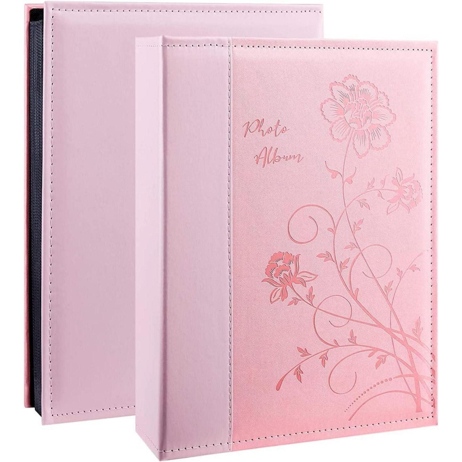 LuxusKollektion Einsteck-Fotoalbum Fotoalbum 300 Fotos 15,2 x 10,2 cm Ledereinband Hochzeit Familie Rosa
