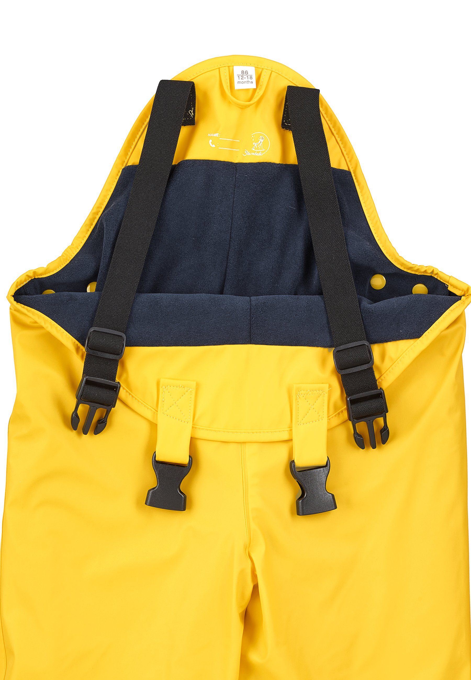 Sterntaler® Regenhose Regenhose gefüttert uni (1-tlg., Matschlatzhose mit Druckknöpfen, Regenträgerhose mit süßen Motiven) Regenhose Wasserdicht, Matschhose mit verstellbaren Trägern