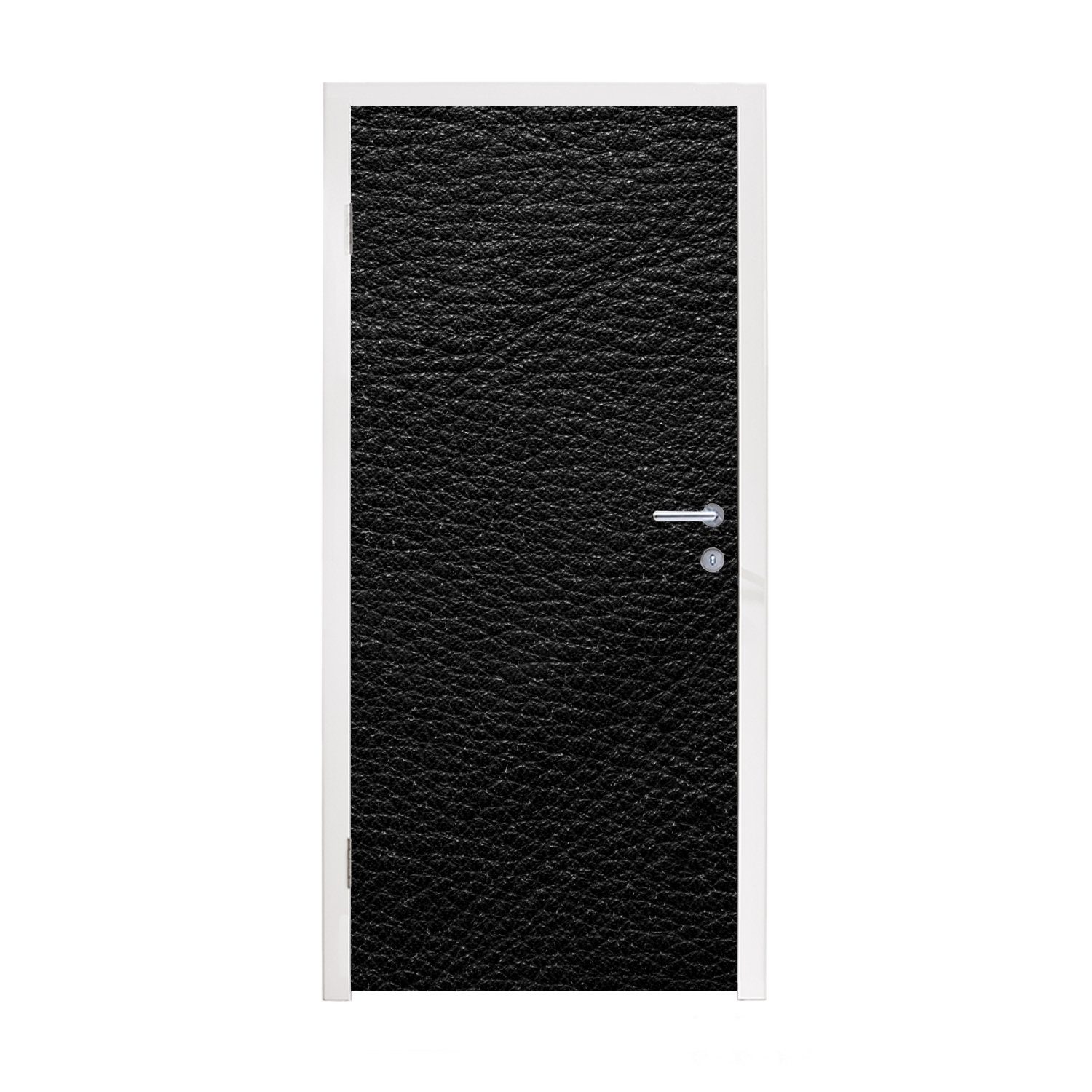 MuchoWow Türtapete Leder Tür, Türaufkleber, (1 St), - Matt, - - Schwarz cm bedruckt, Fototapete für 75x205 - Druck, Lederoptik Grau