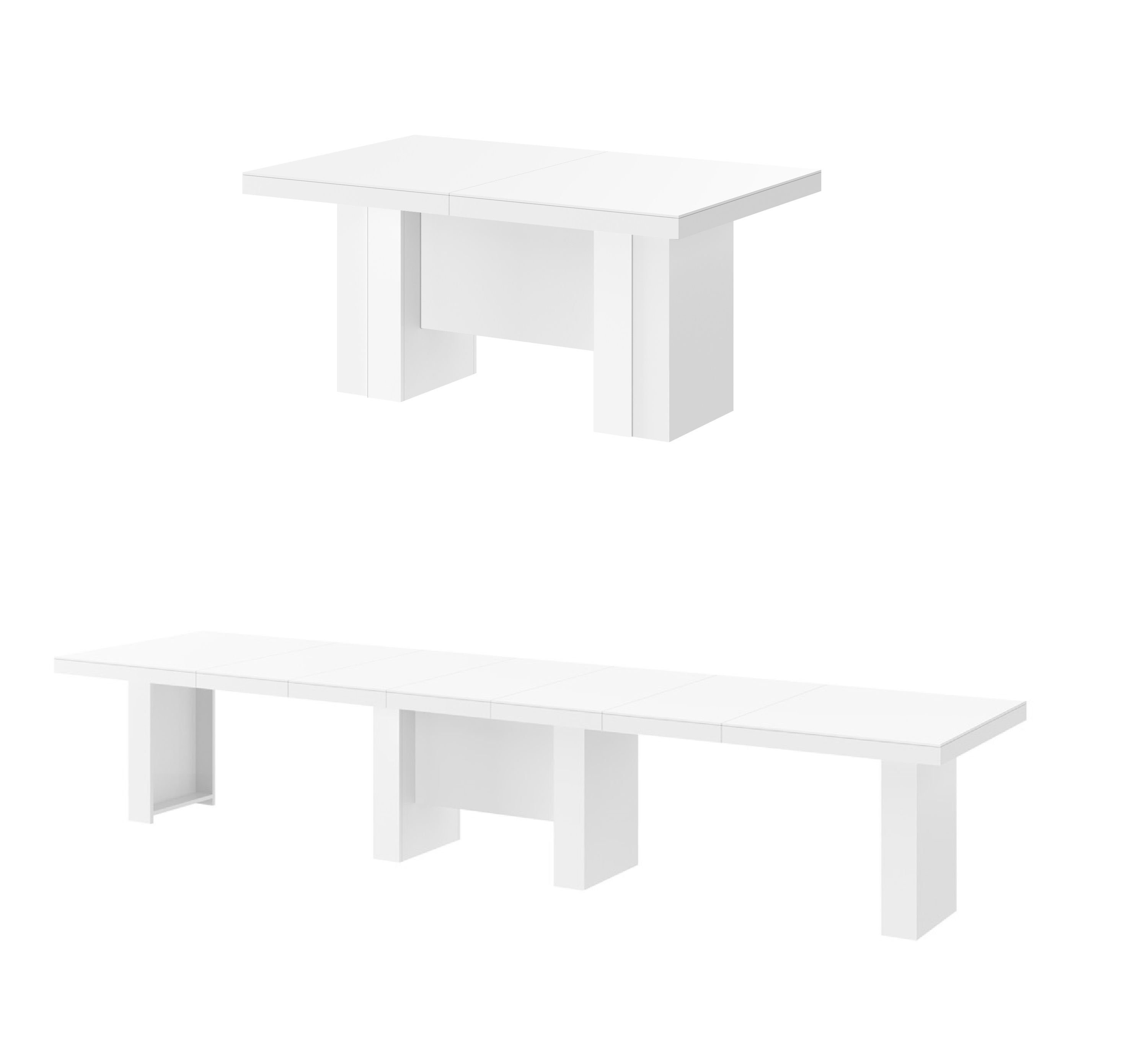 Design 160 ausziehbar XXL designimpex cm Esstisch Weiß Tisch bis 400 / HLA-111 matt Hochglanz Weiß Esstisch Hochglanz