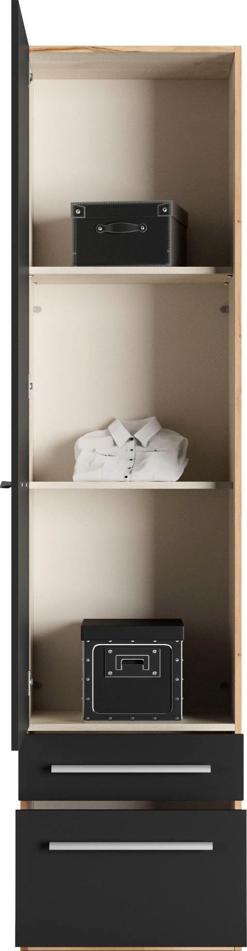 priess Kleiderschrank Schrank Garderobe Wäscheschrank Barcelona in 5 Breiten viel Stauraum, geräumige Schubkästen, mit Spiegel, MADE IN GERMANY – Bild 5 von 5