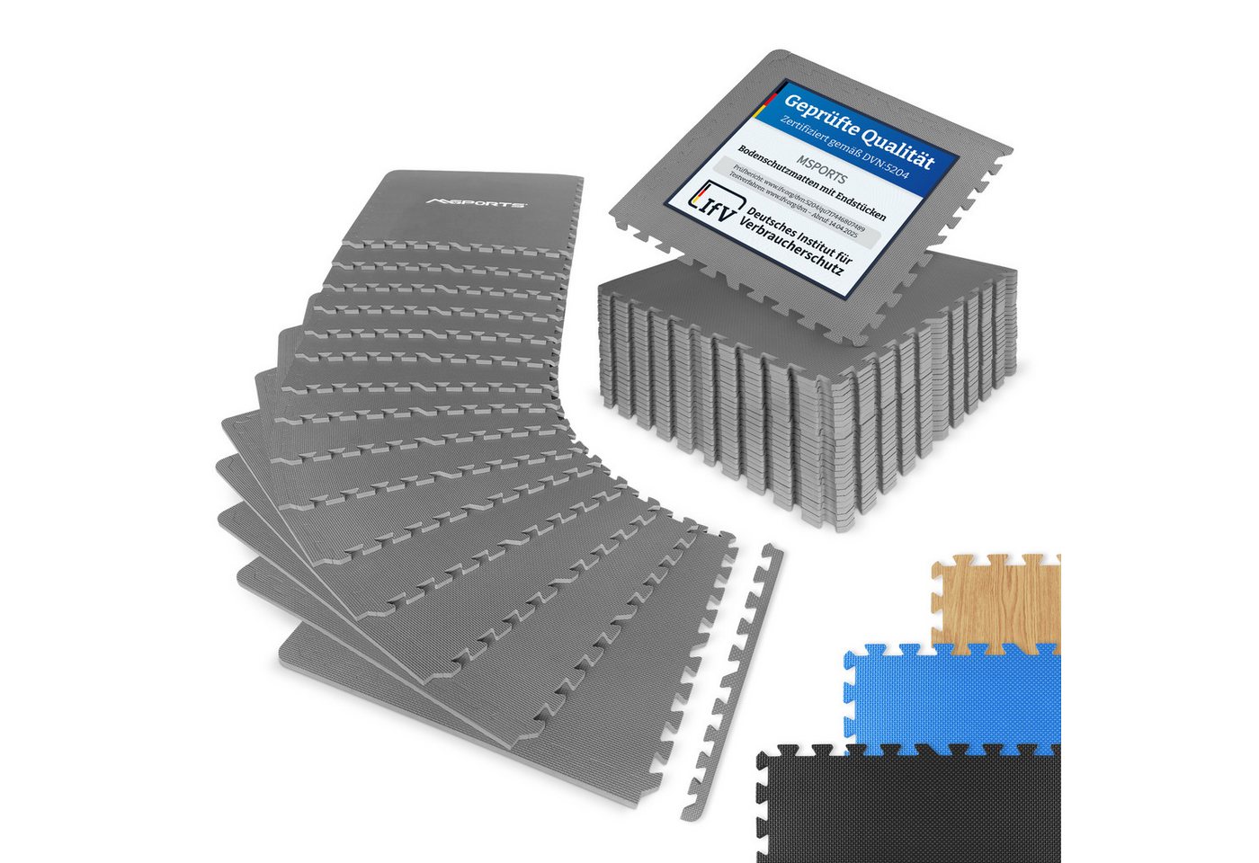 MSports® Bodenmatte Bodenschutzmatten Set - 8 Schutzmatten in verschiedenen Farben (8 Schutzmatten)