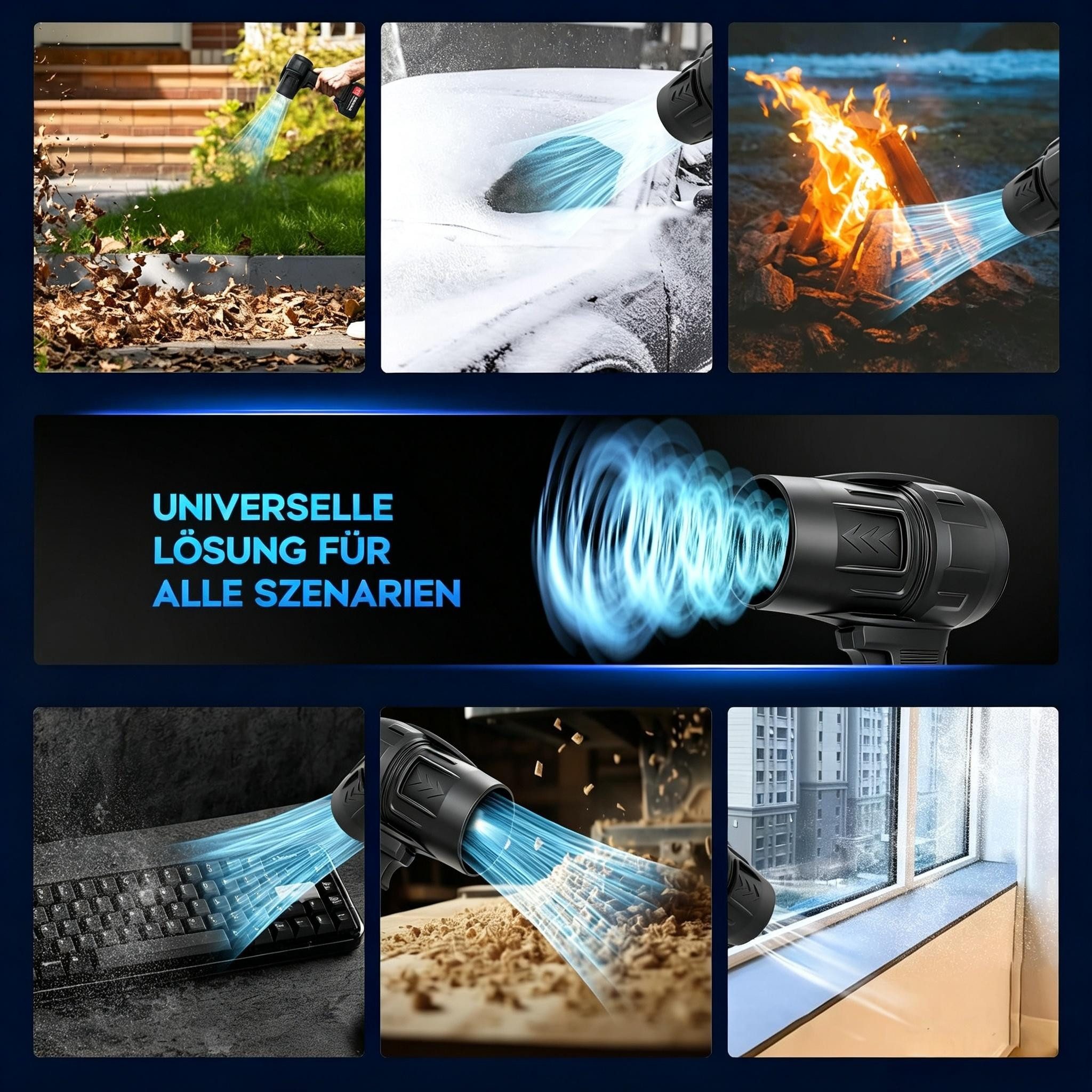 AIBISTAR Akku-Gebläse Elektrischer Laubbläser 2 Akkus, 6 Technologien, vielseitig, stufenlose Drehzahlregelung,2 x 48V Lithium-Akkus,leichtes Design