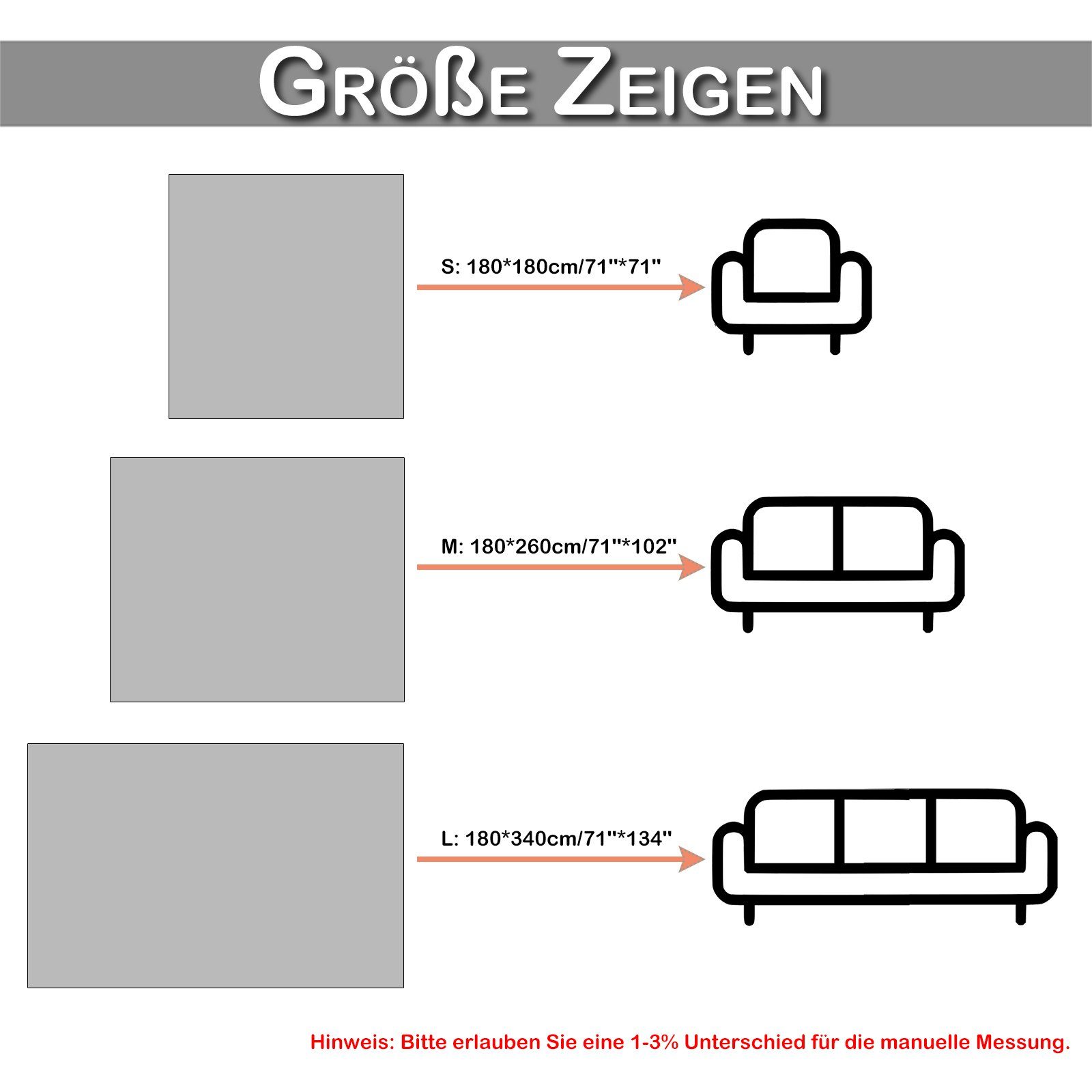 Sofaschoner Fleecedecke 1 Bettüberwurf Stuhlhussen St. Wohndecke Sofabezüge Blau 180X180/180X260/180X340cm Rutschfest,Chenille Einfarbig Tagesdecke BTTO