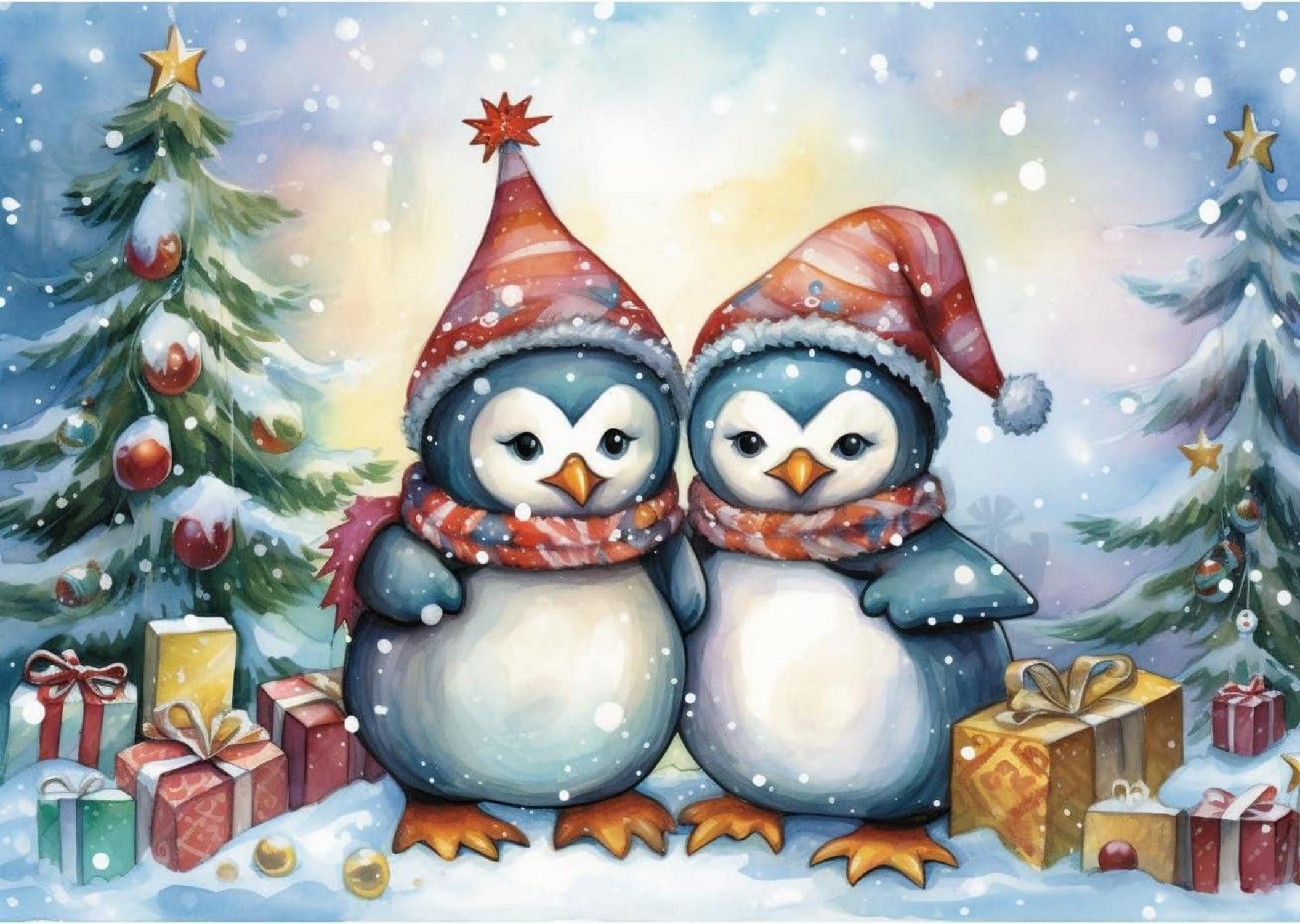 Back-Set DIY 5D Diamond Painting Set Weihnachten Pinguin 30x30cm