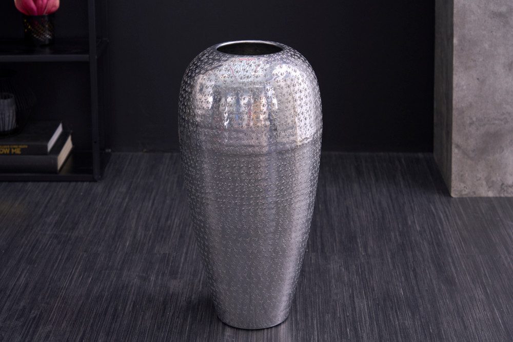 riess-ambiente Bodenvase ORIENTAL 50cm silber (1 St), Deko · Blumen · Hammerschlag Design · Metall