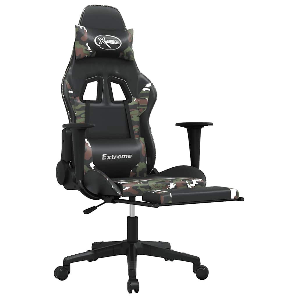 vidaXL Gaming-Stuhl Gamingstuhl mit Massage Fußstütze Schwarz Tarnfarben Kunstleder (1 St)