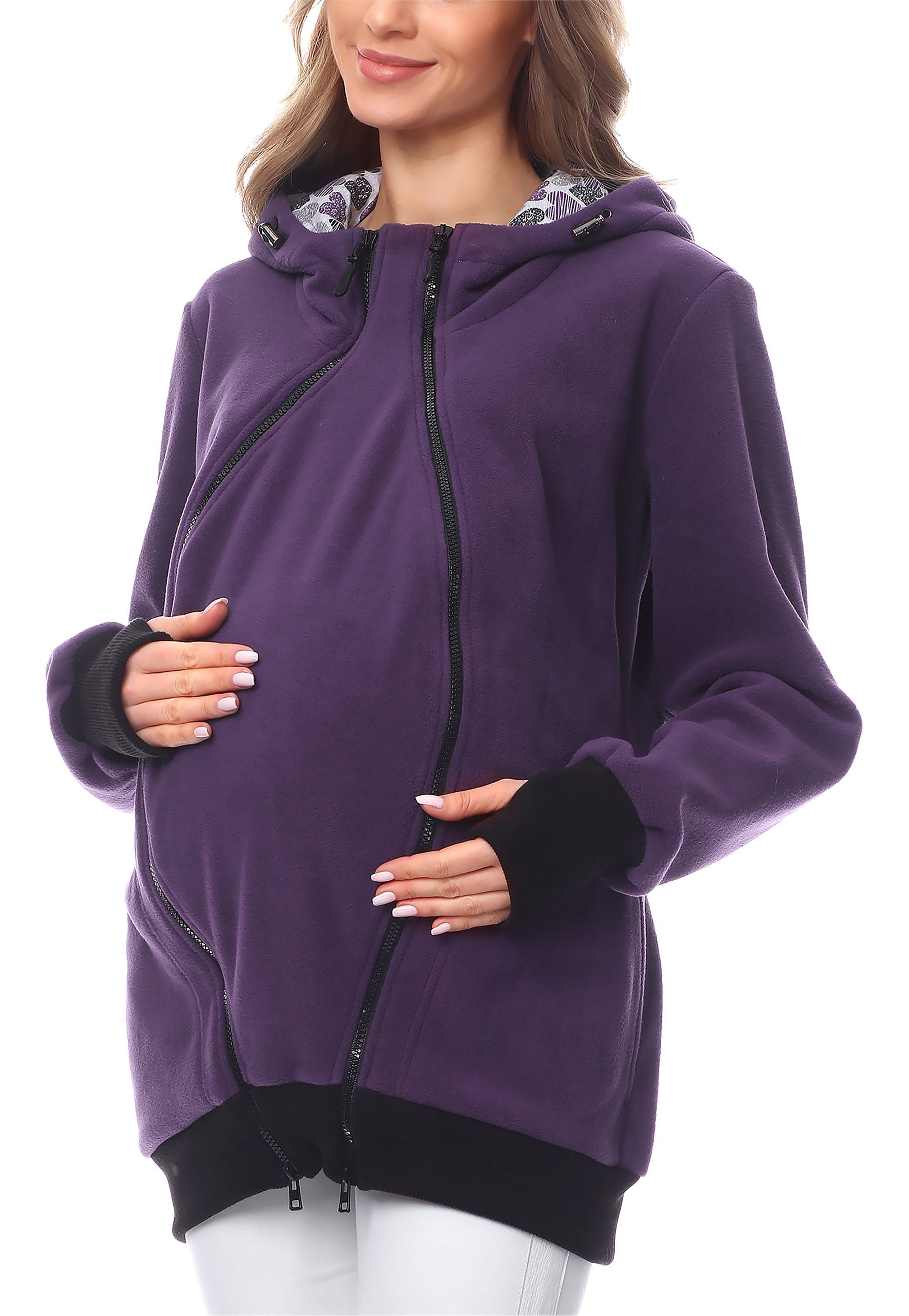 Bellivalini Umstandsjacke Damen BLV50-117 Violett Kapuze Umstandsjacke Fleece mit Langarm