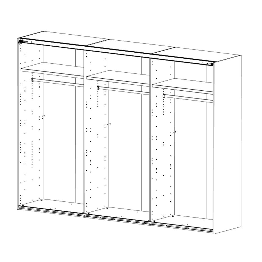 Schwebetürenschrank Kleiderschrank Eiche Schiebetüren, SILKEBORG-43 Nb. Lomadox 300cm weiß mit 2 mit