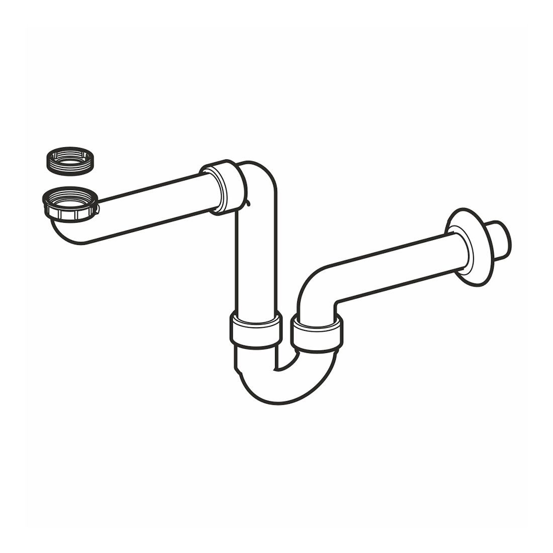 GEBERIT Ablaufgarnitur 151.107.11.1 Waschtisch-Raumsparsifon Geruchsverschluss 1 1/2(4) x 40