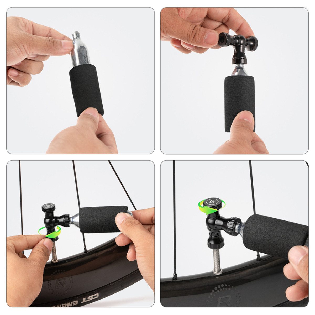 ROCKBROS CO2-Pumpe, Kompakter CO2 Pumpenkopf mit Schnellaufblasfunktion