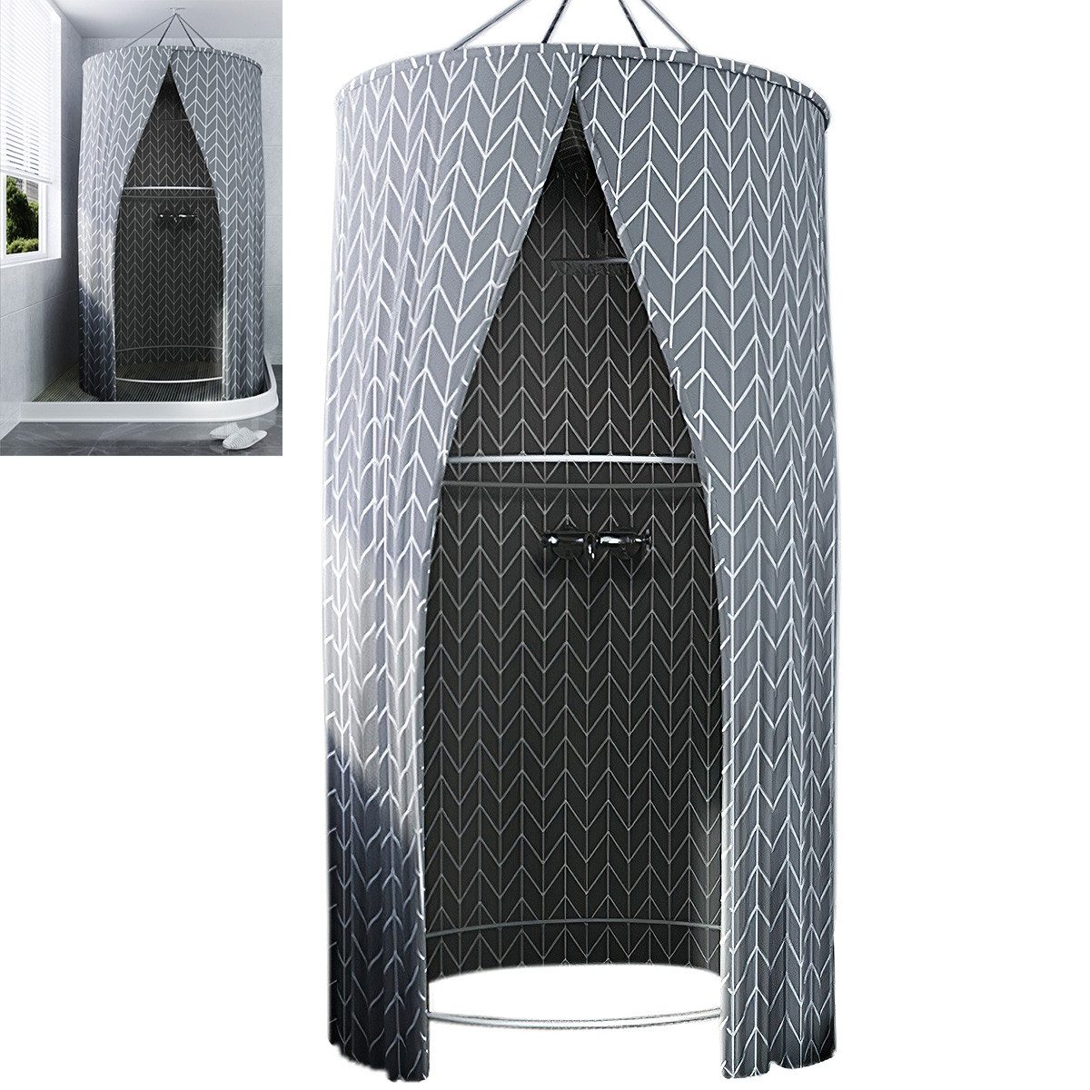 Welikera Duschvorhang Runder Duschvorhang 100x200 cm Outdoor Camping Sichtschutz