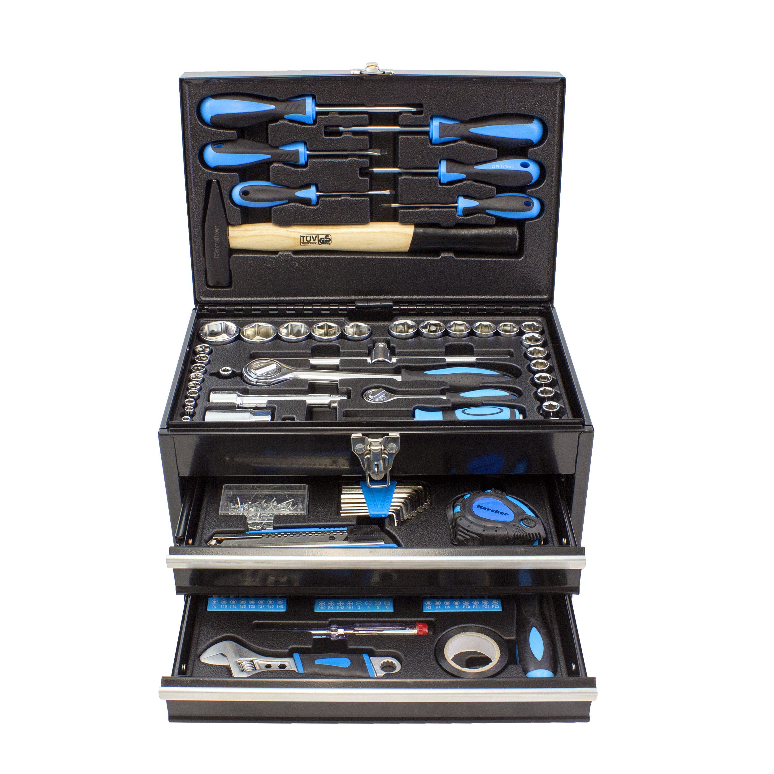 Karcher Werkzeugset 117-teilig, (117-tlg), Chrom Vanadium & Karbonstahl, in Metallbox