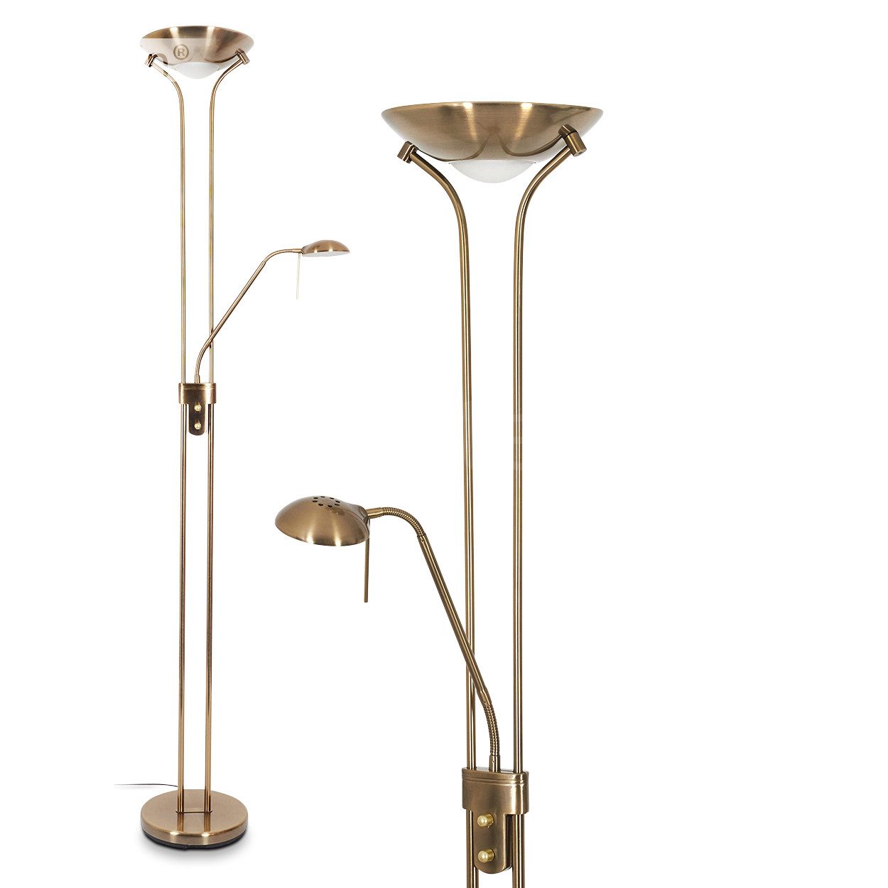 hofstein Deckenfluter »Roppa« Stehleuchte aus Metall in Messing, Drehdimmer günstig online kaufen