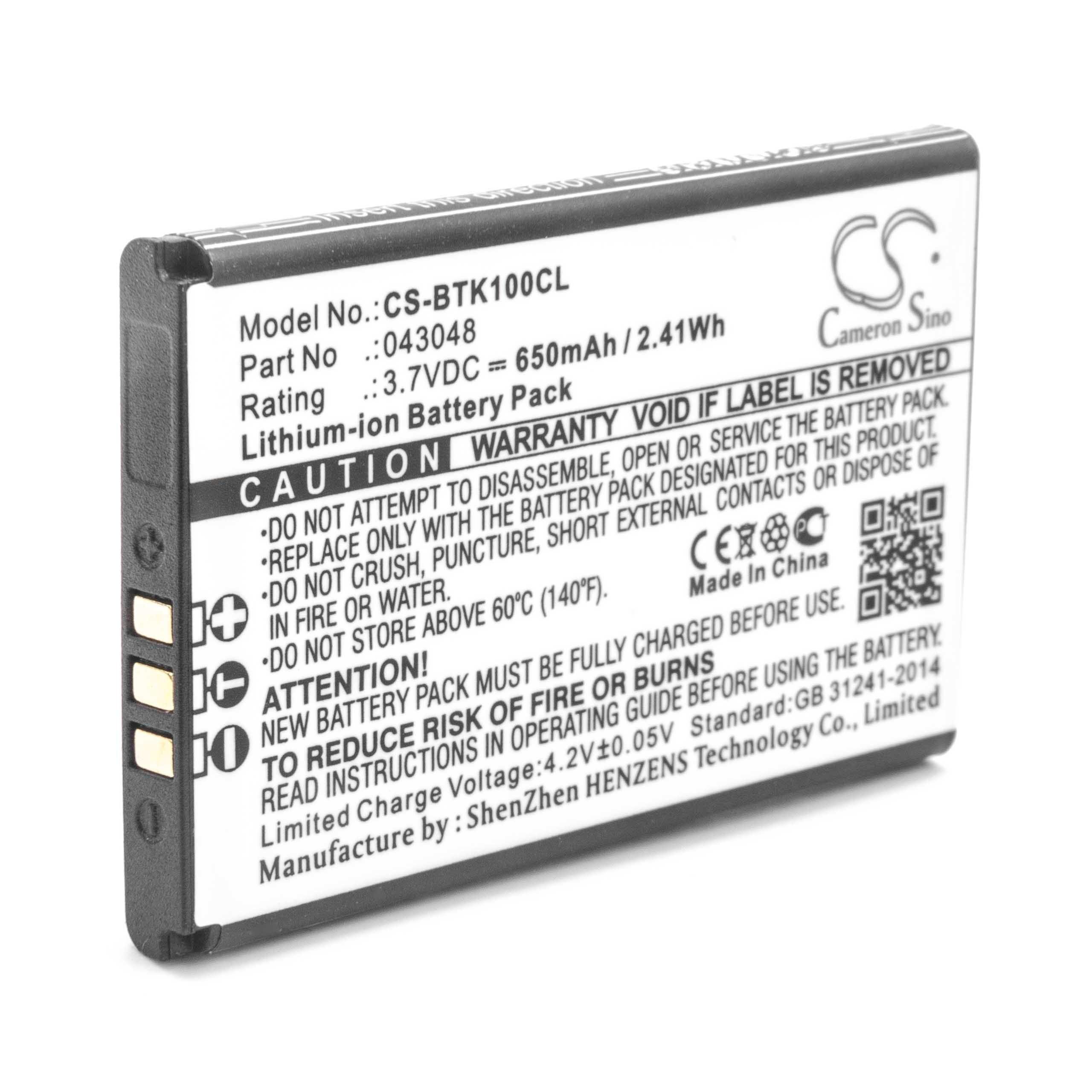 vhbw kompatibel mit BT 079483, B1975813 Akku Li-Ion 650 mAh (3,7 V)