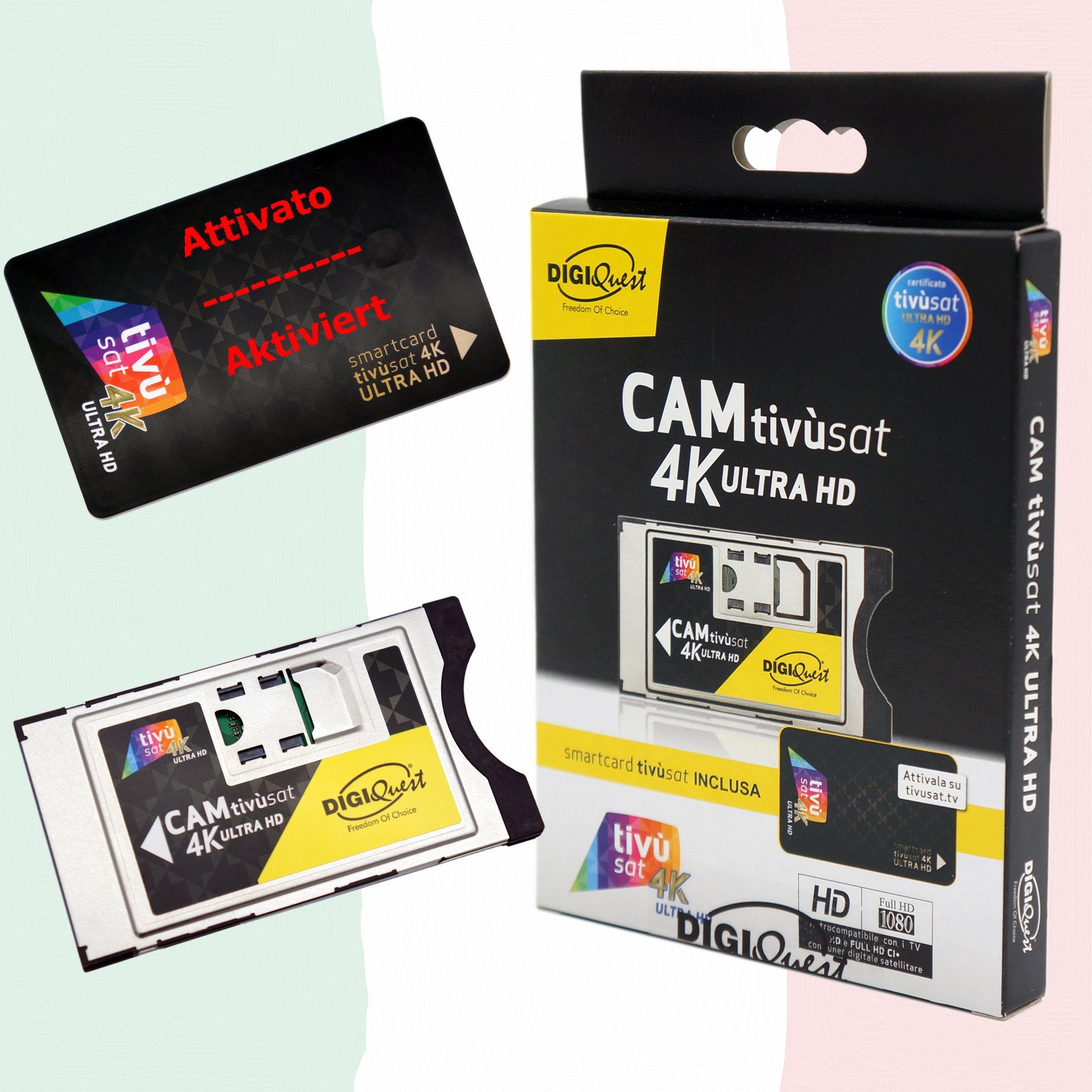 4K UHD Black TivuSat Card & 4K Ultra HD SmartCam (aktiviert) SAT-Receiver