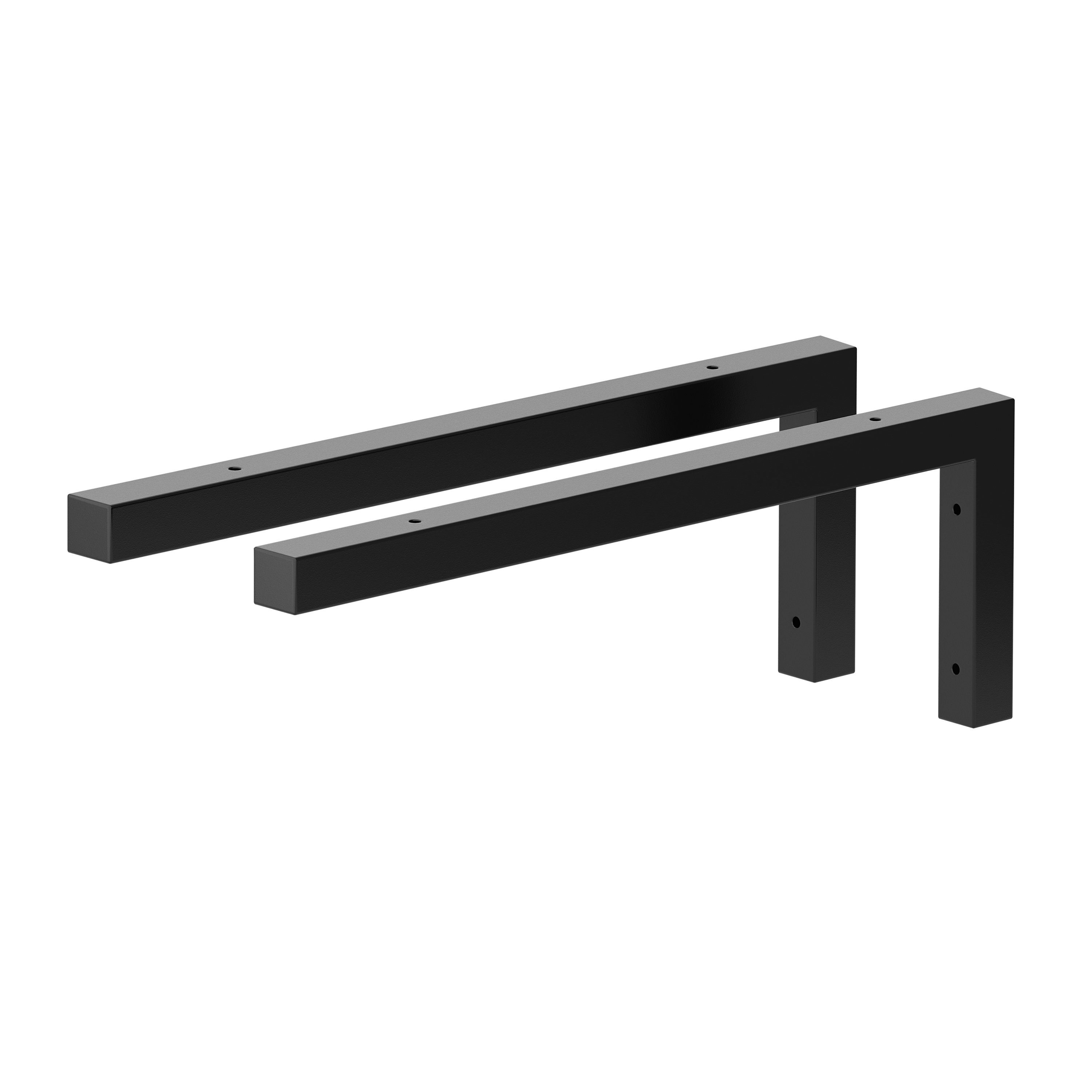 sossai® Waschtischbefestigung Stahl Waschtischkonsole, L-Profil, schwarzmatt für Waschbecken, 50cm