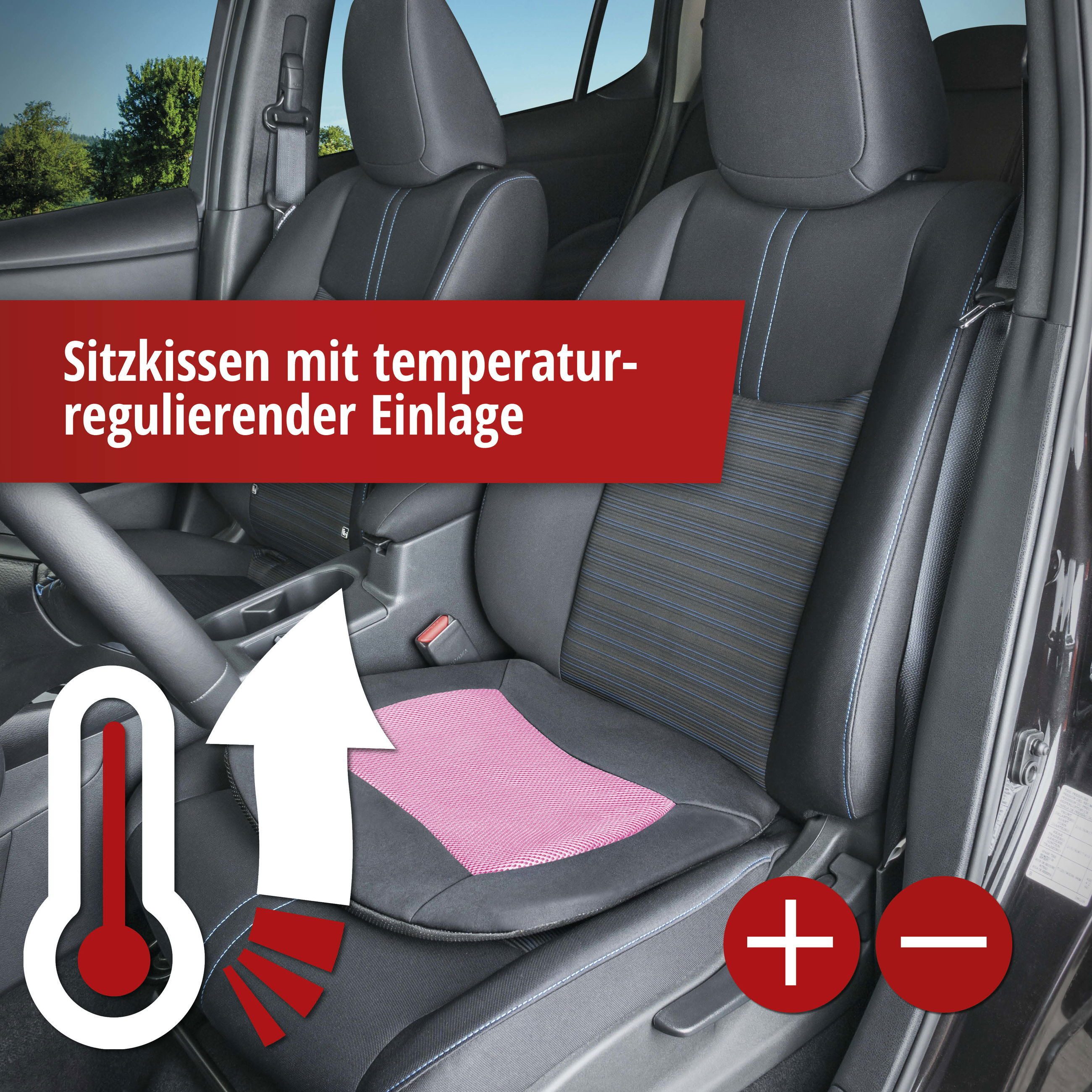 WALSER Reisekissen Sitzkissen Cool Touch schwarz-pink, 1 Stück, 1-tlg.