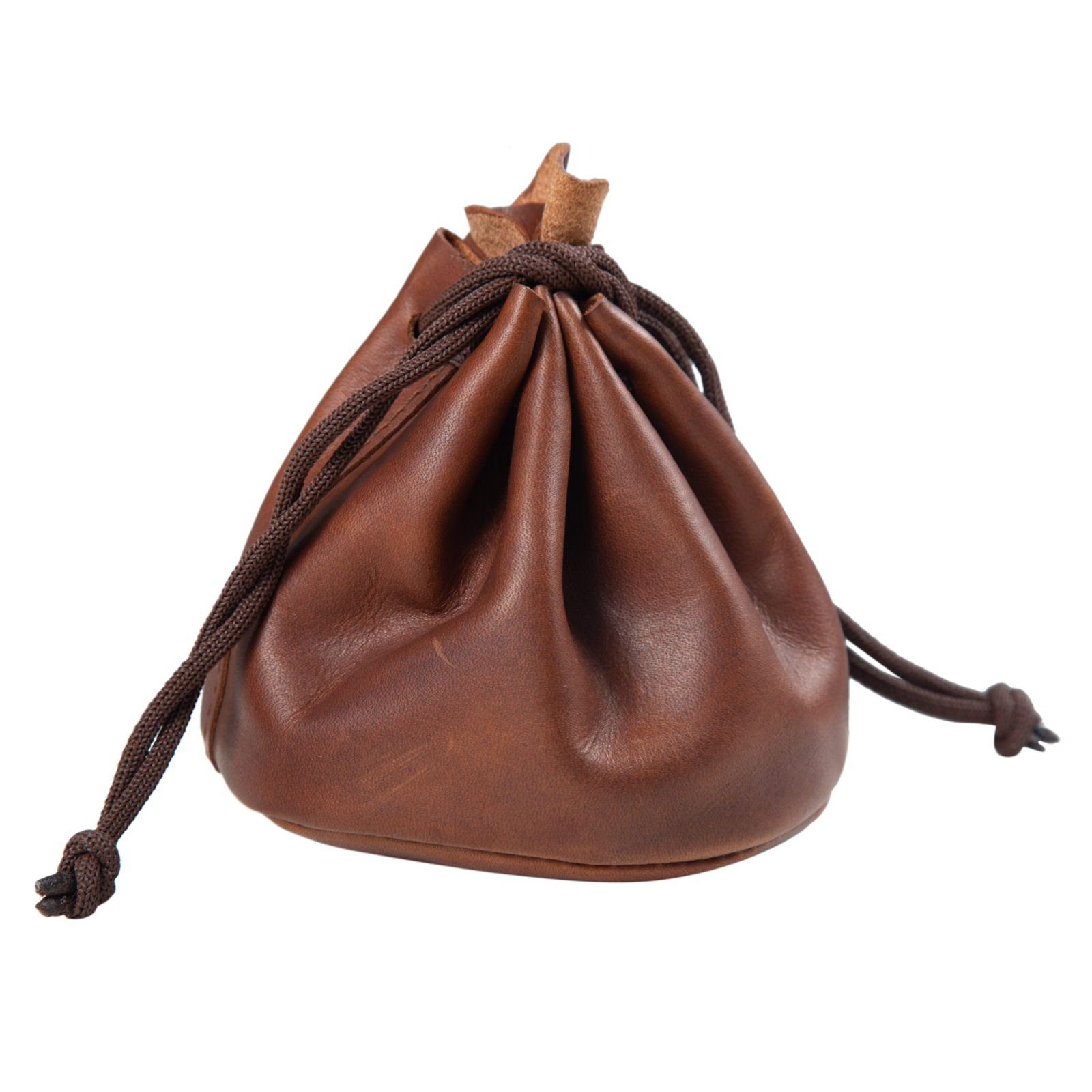 Lederbeutel Mit Kordelzug - Retro Münztasche Aus Rindsleder