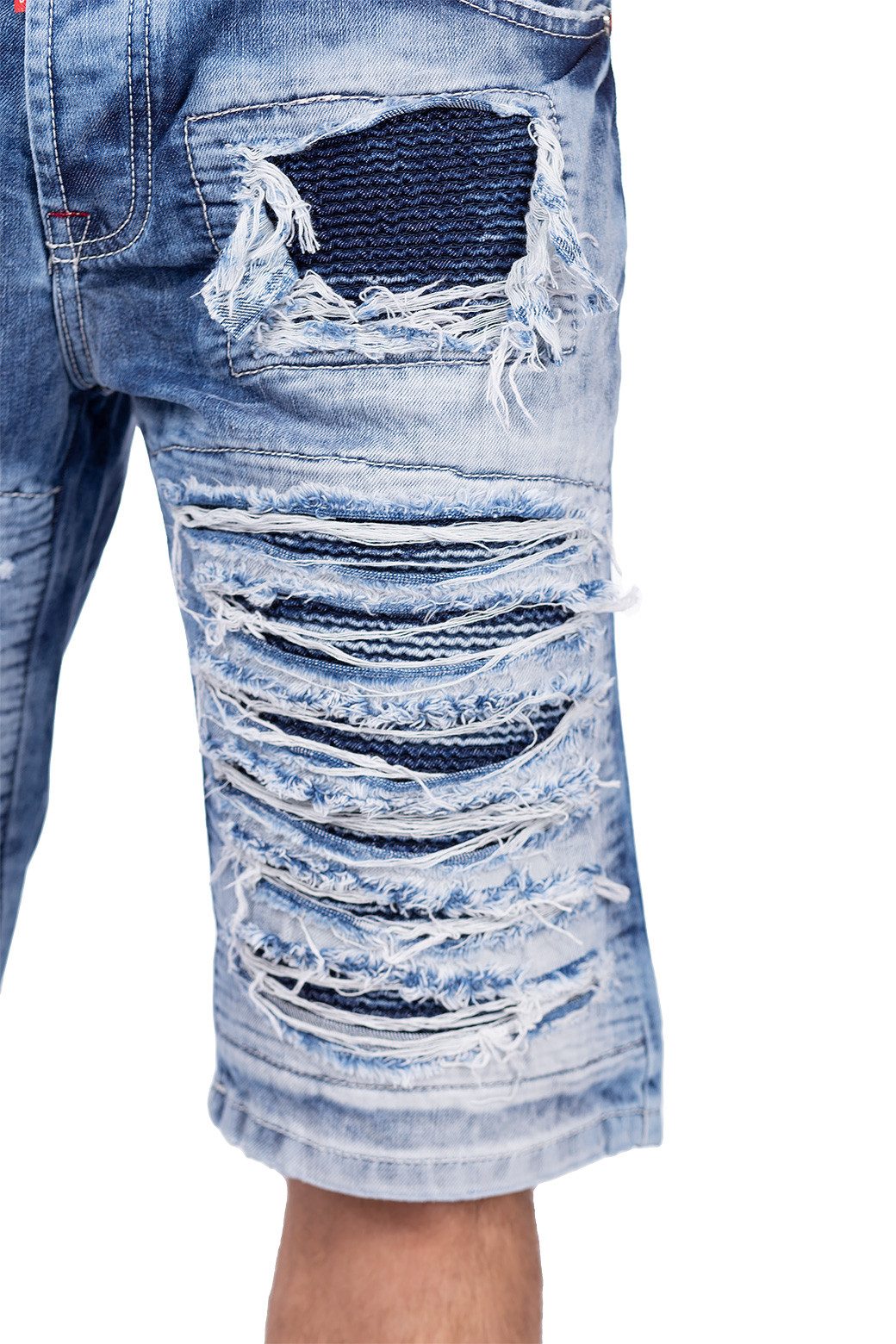 Cipo & Baxx Jeansshorts Herren Regular Fit Kurze Hose Stonewashed BA-CK219 mit Destroyed Effekten – Bild 5 von 5