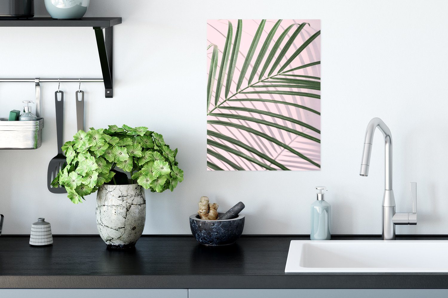 MuchoWow Poster Pflanze - Grün Wandposter Natur, für Rosa St), Poster, - - Ohne Rahmen Wohnzimmer, Wandbild, (1