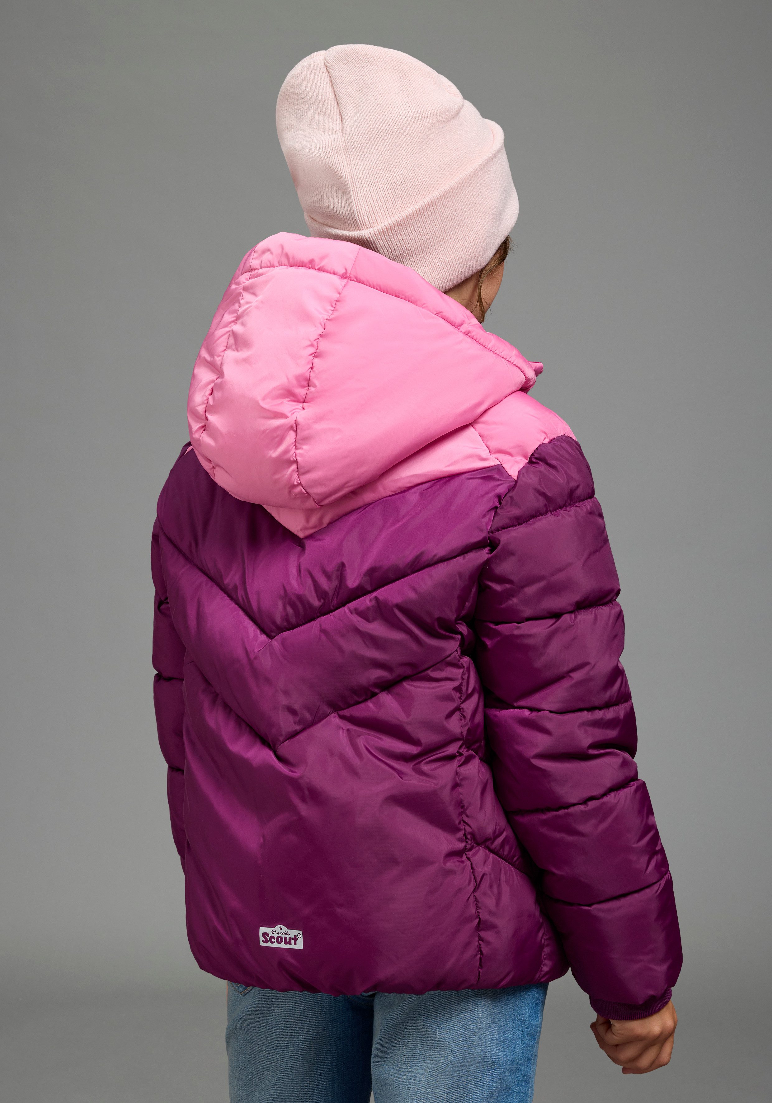 Scout Winterjacke Gesteppte Jacke, Colorblocking - NEU von SCOUT mit abnehmbarer Kapuze, mit Fleecefutter, wasser- und windabweisend