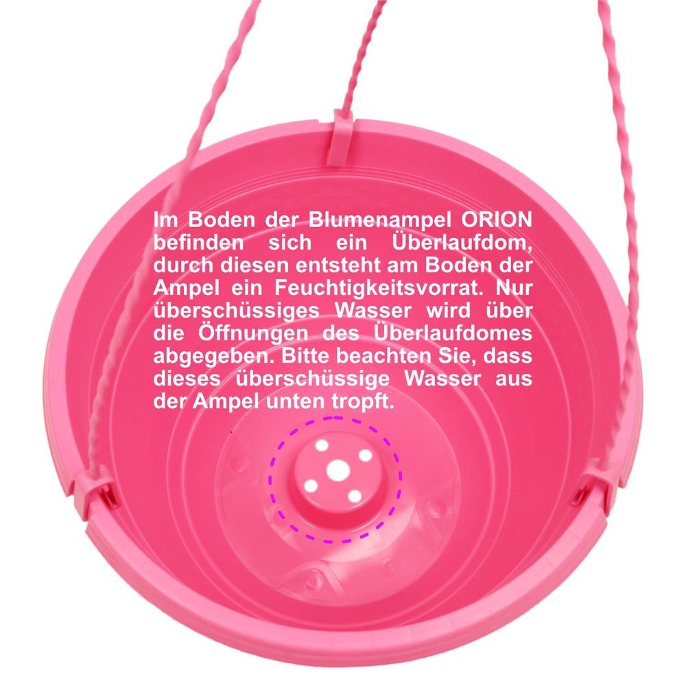 Heimwerkercenter Blumentopf MePla - 3 Stück Ampel ORION - UV-beständiger Blumenampel ø25cm - Pink