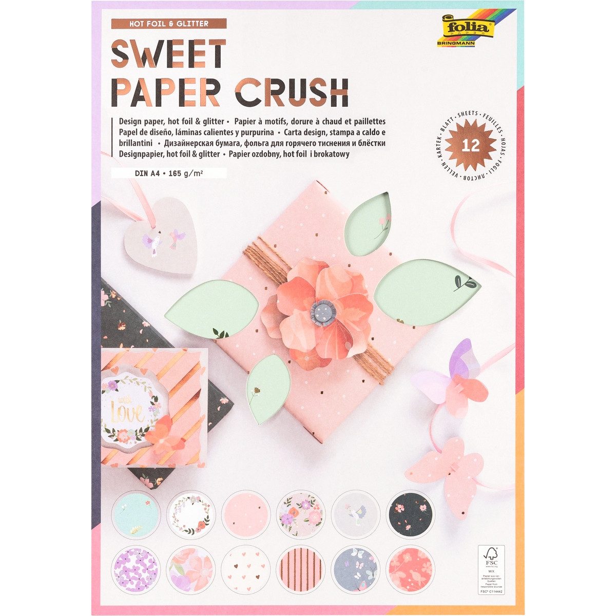 Folia Max Bringmann KG Designpapier folia Designpapier Sweet Paper Crush Hot Foil & Glitter 165g/m² DIN