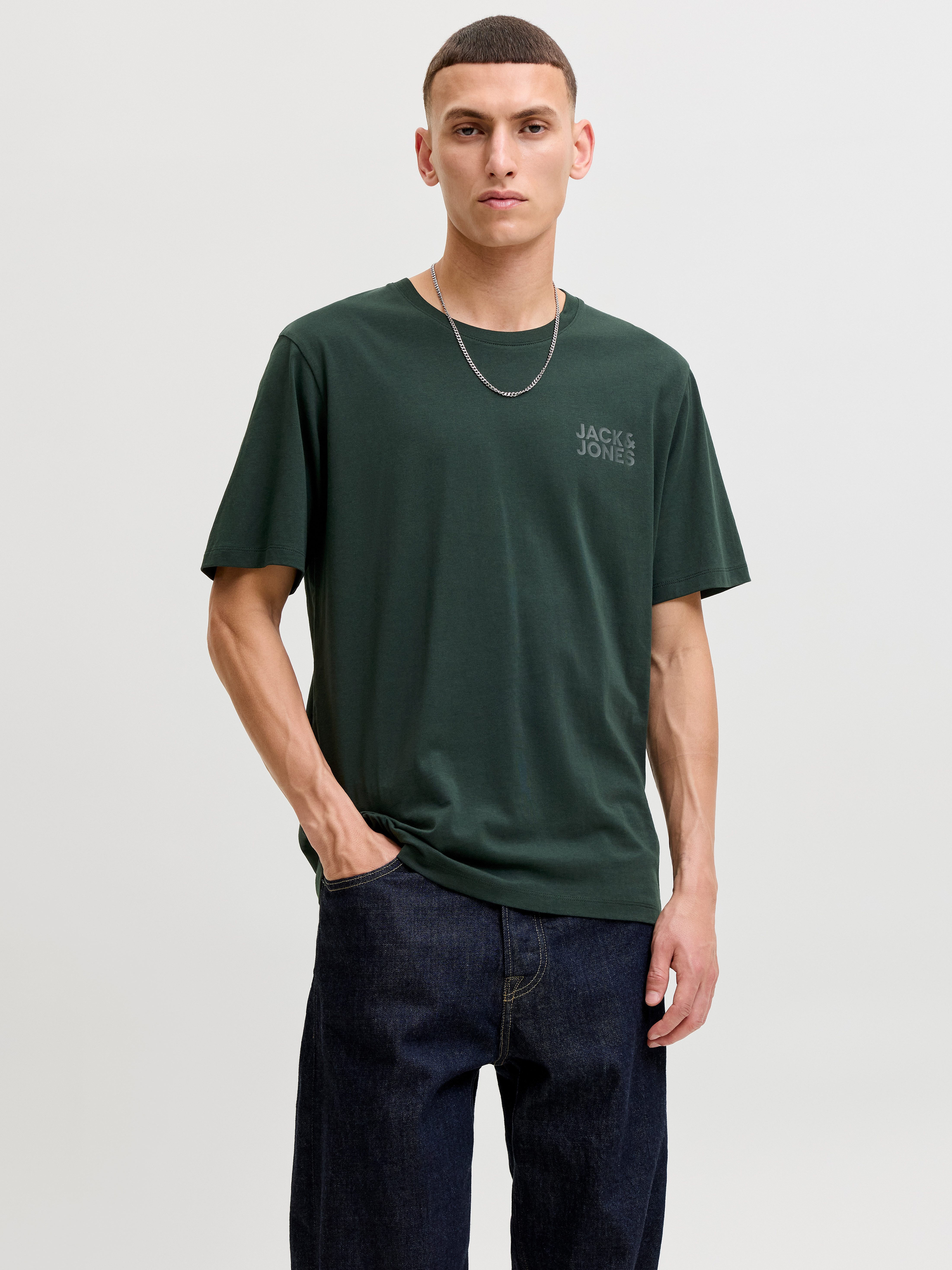 Jack & Jones T-Shirt JJECORP Herren-Tee mit figurbetonter Silhouette bedruckt, modisch, schmal, Baumwolle, Rundhals