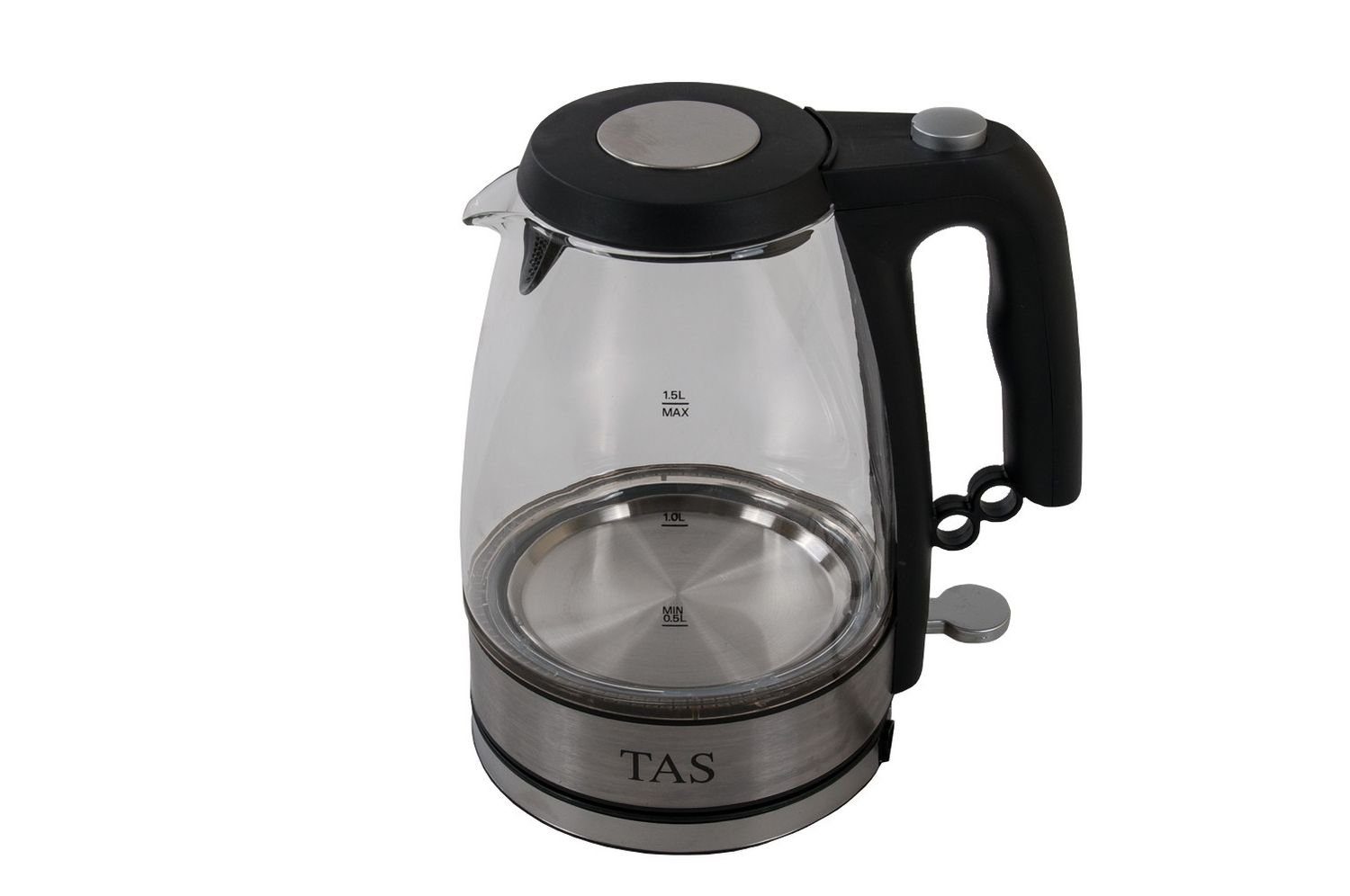 TAS LED Wasserkocher 360° Glas Liter Wasserkocher BURI Tee 1800W Teekocher schnurlos 1,5