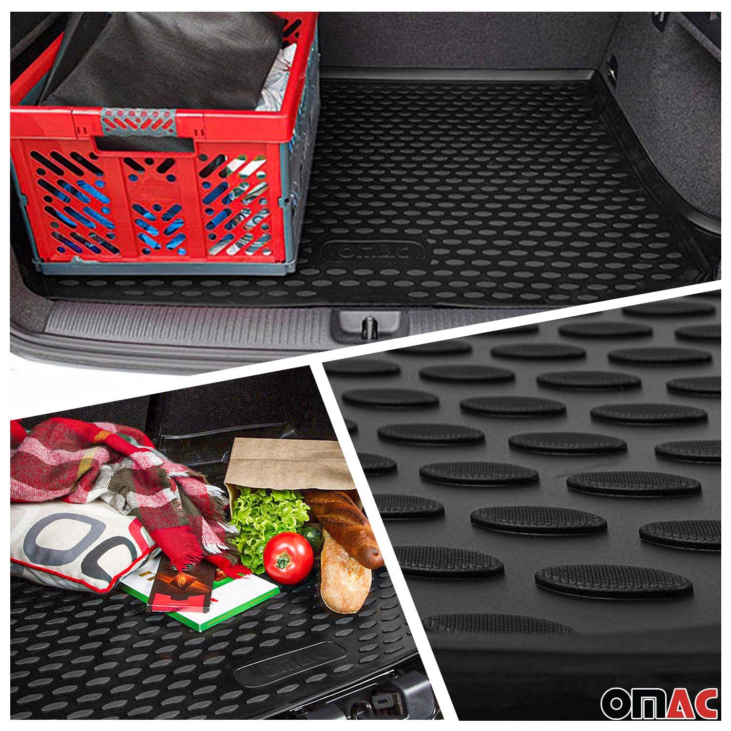 OMAC Auto-Fußmatten Kofferraumwanne Set für VW Tiguan mk2 2016-2024 Gummi TPE Schwarz 5x (5 St), für VW Tiguan 2016-2025 VW Tiguan 2016-2025, Einfache Installation,Antirutsch,Leicht zu reinigen