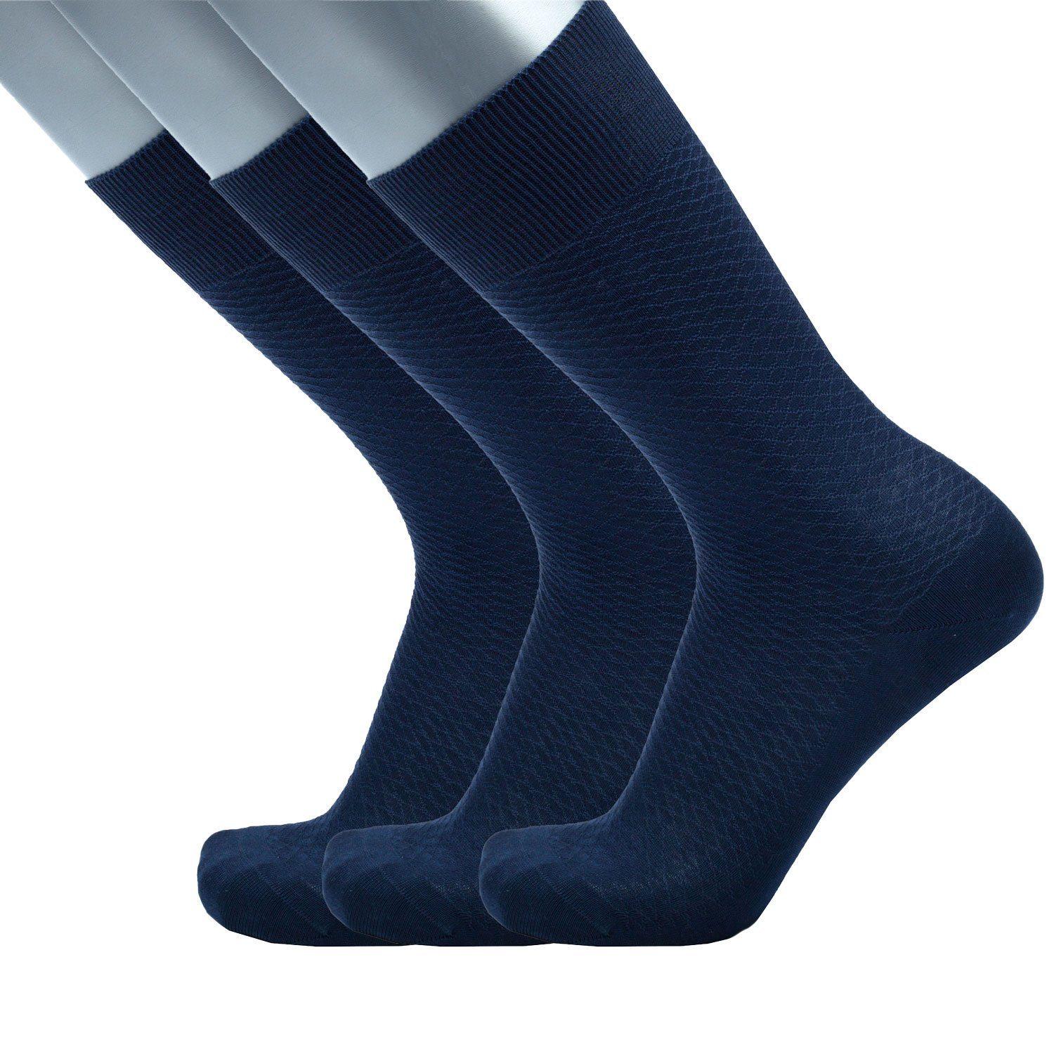BGENTS Businesssocken Classic Frankfurt Socken - 3er Socken (3er Packung, 3er Packung) aus reiner merzerisierter Baumwolle Marineblau