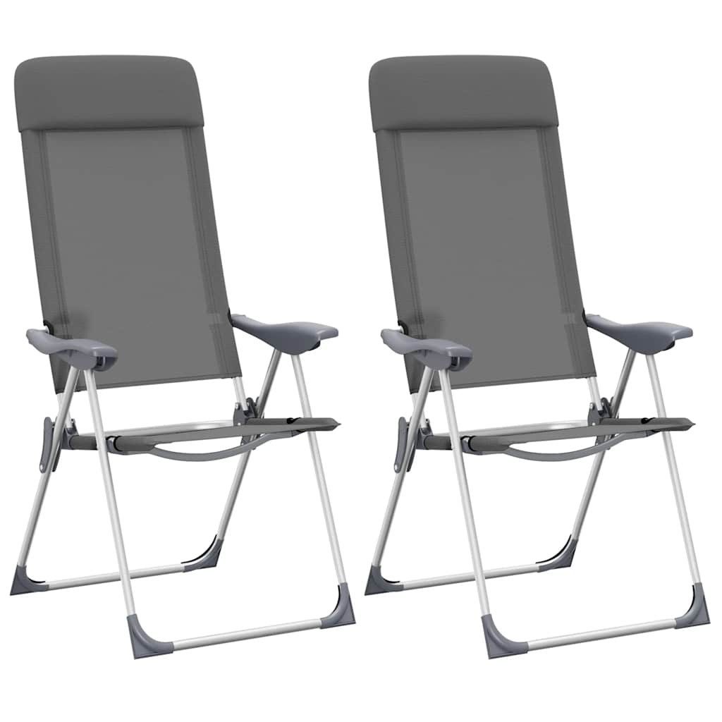 vidaXL Campingstuhl Klappbare Campingstühle 2 Stk. Grau Aluminium (2 St)